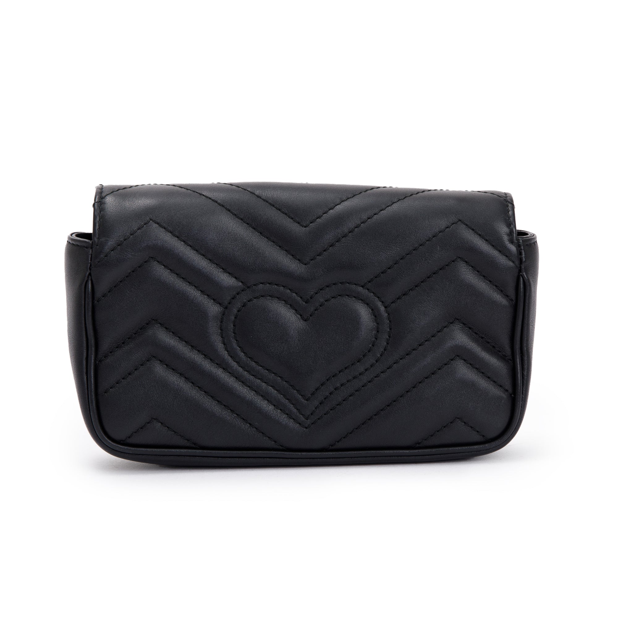 Gucci Black GG Marmont Matelasse Leather Super Mini Bag w/ Box