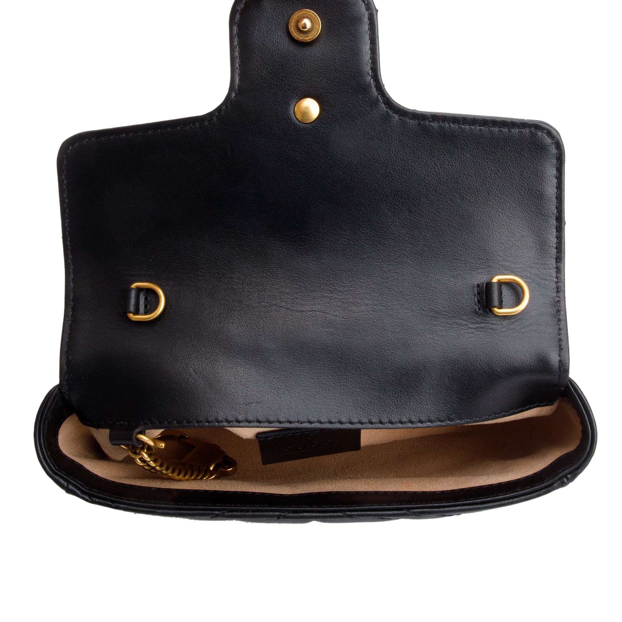 Gucci Black GG Marmont Matelasse Leather Super Mini Bag w/ Box