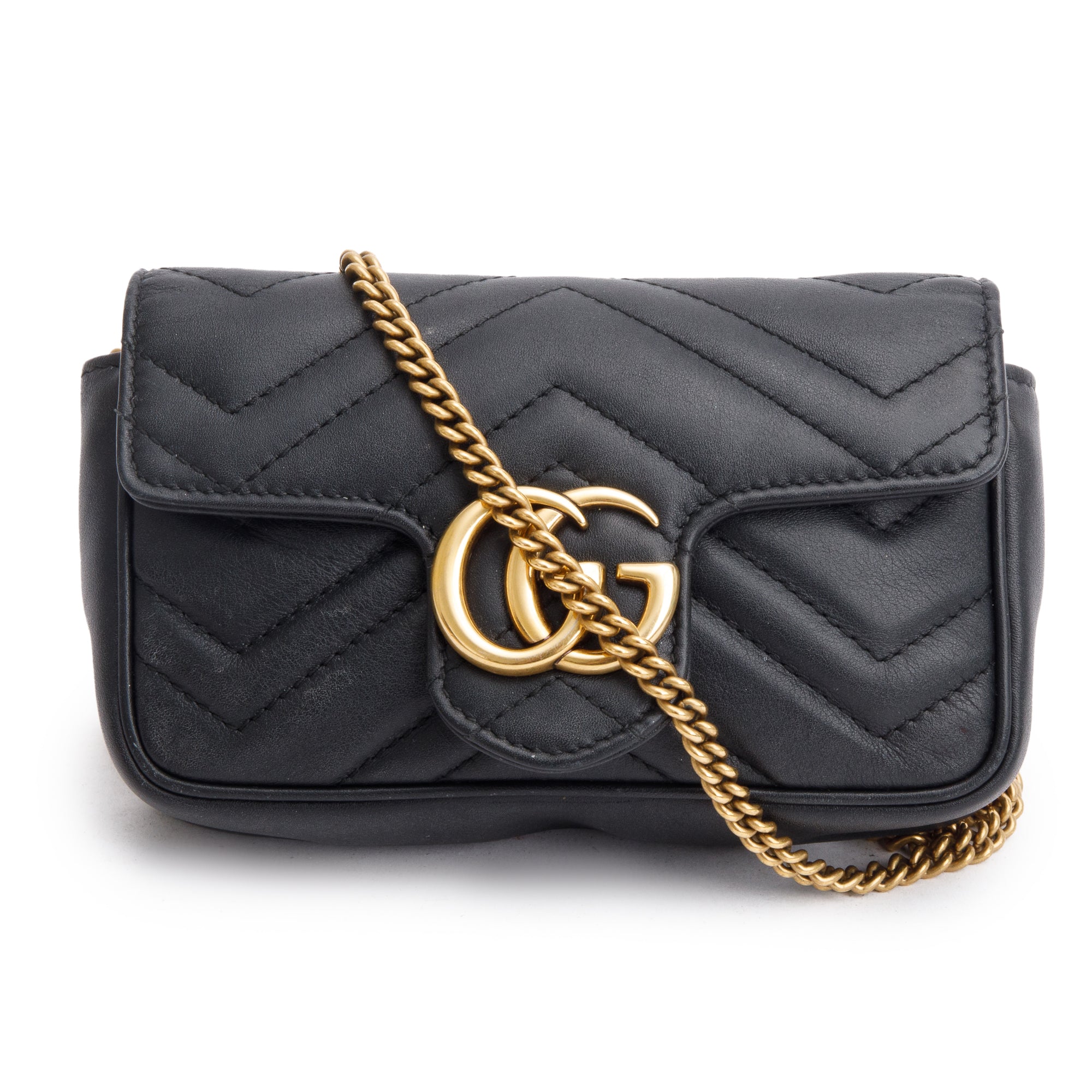 Gucci Black GG Marmont Matelasse Leather Super Mini Bag