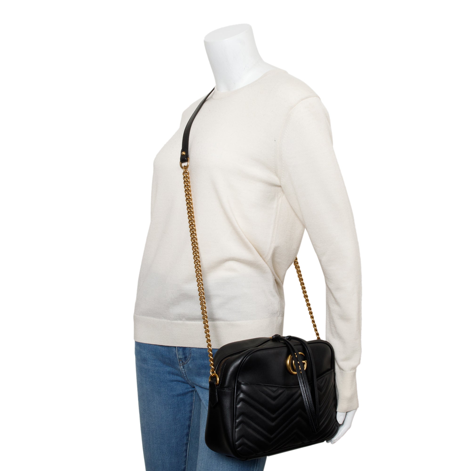 Gucci Black GG Marmont Matelasse Medium Shoulder Bag