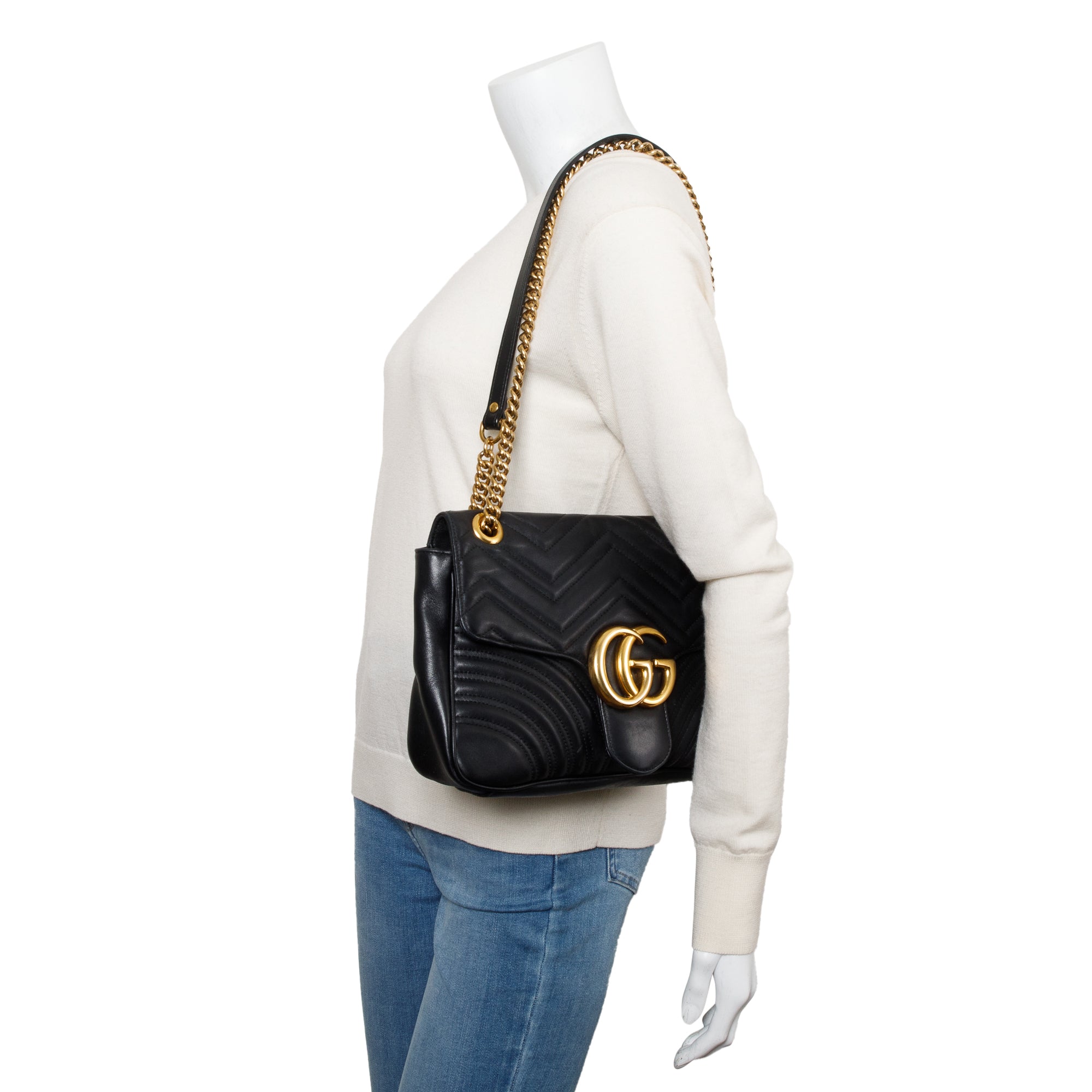 Gucci Black GG Marmont Matelasse Medium Shoulder Bag