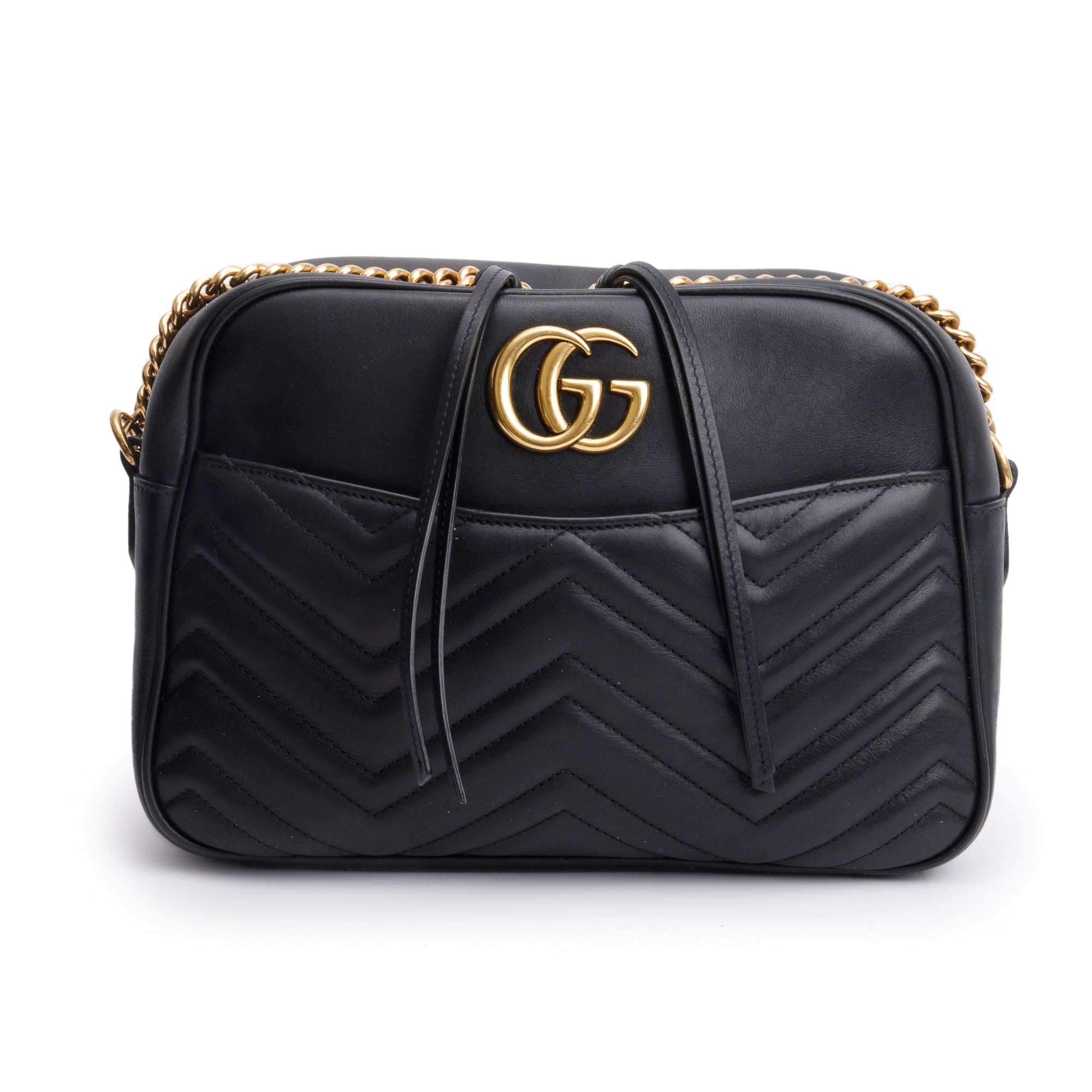 Gucci Black GG Marmont Matelasse Medium Shoulder Bag