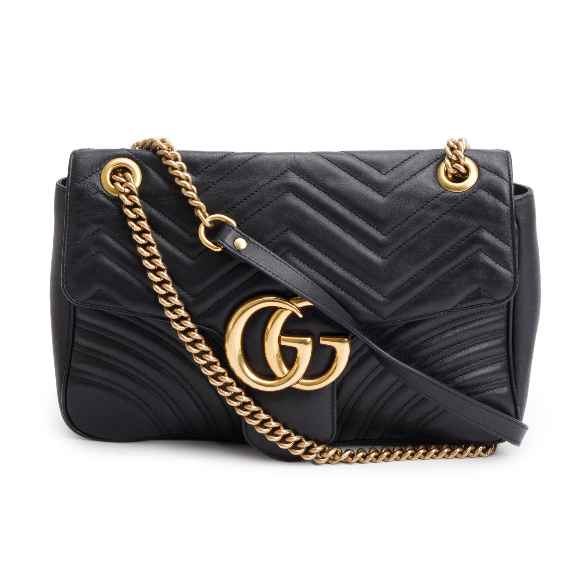 Gucci Black GG Marmont Matelasse Medium Shoulder Bag