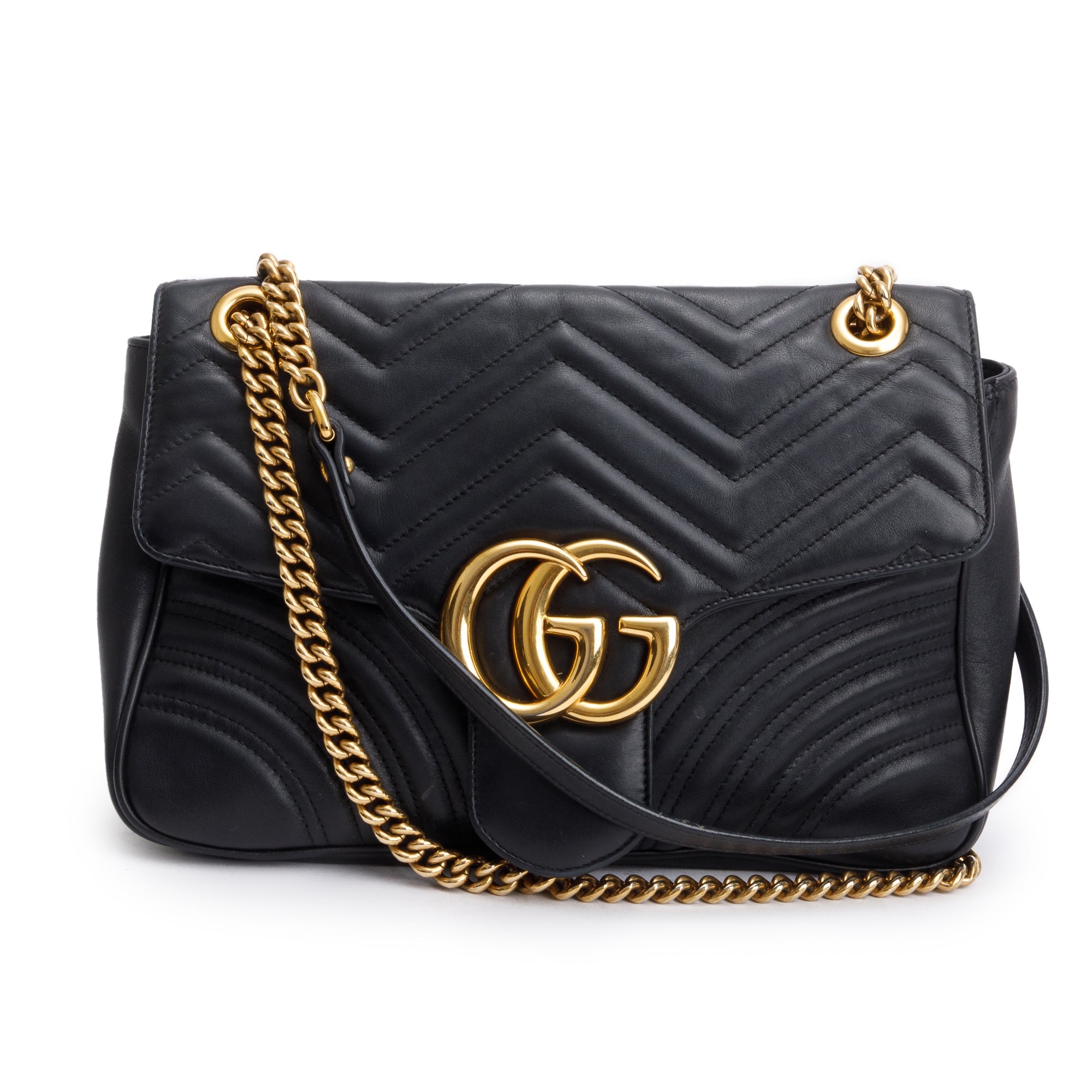 Gucci Black GG Marmont Matelasse Medium Shoulder Bag
