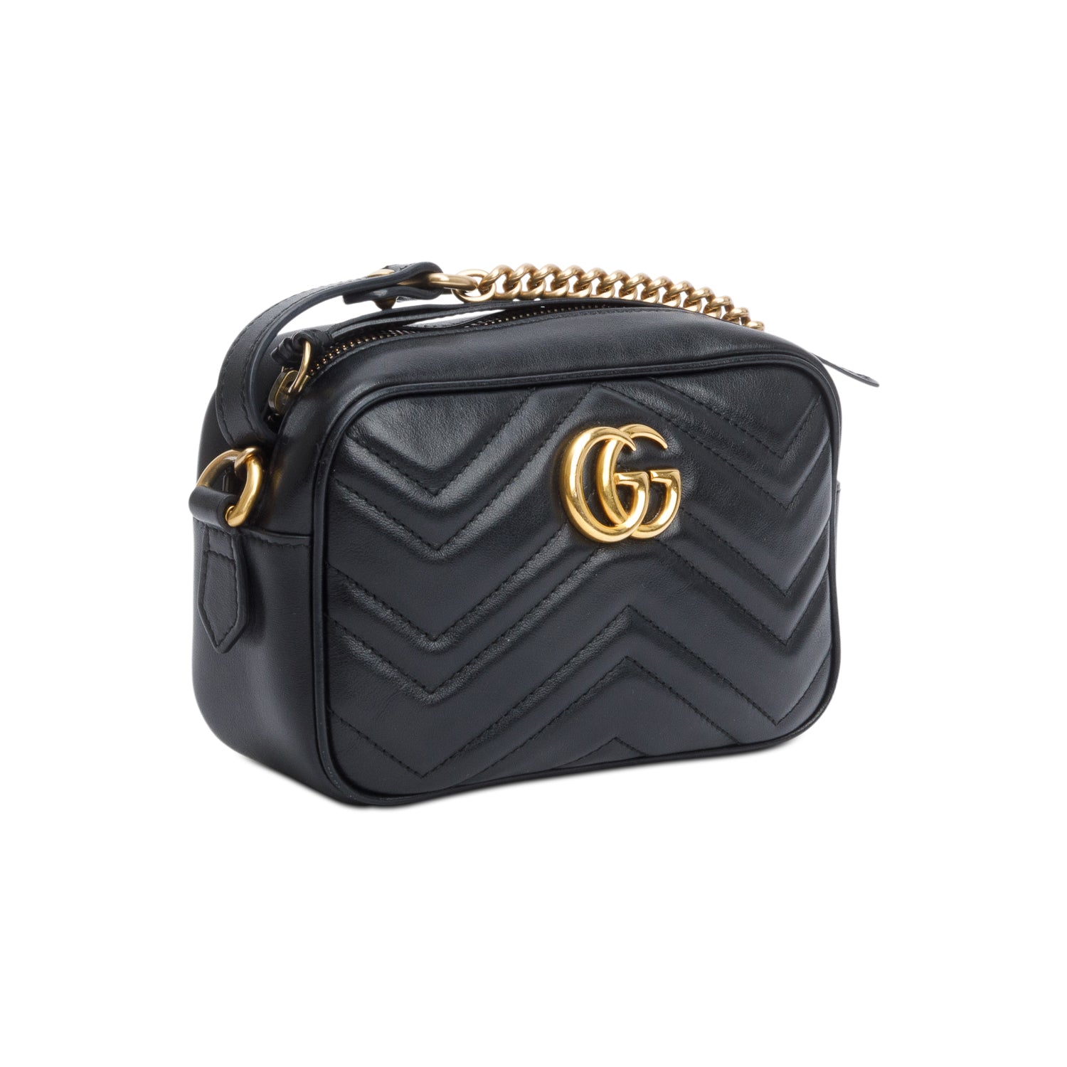 Gucci Black GG Marmont Matelasse Mini Camera Bag w/ Box