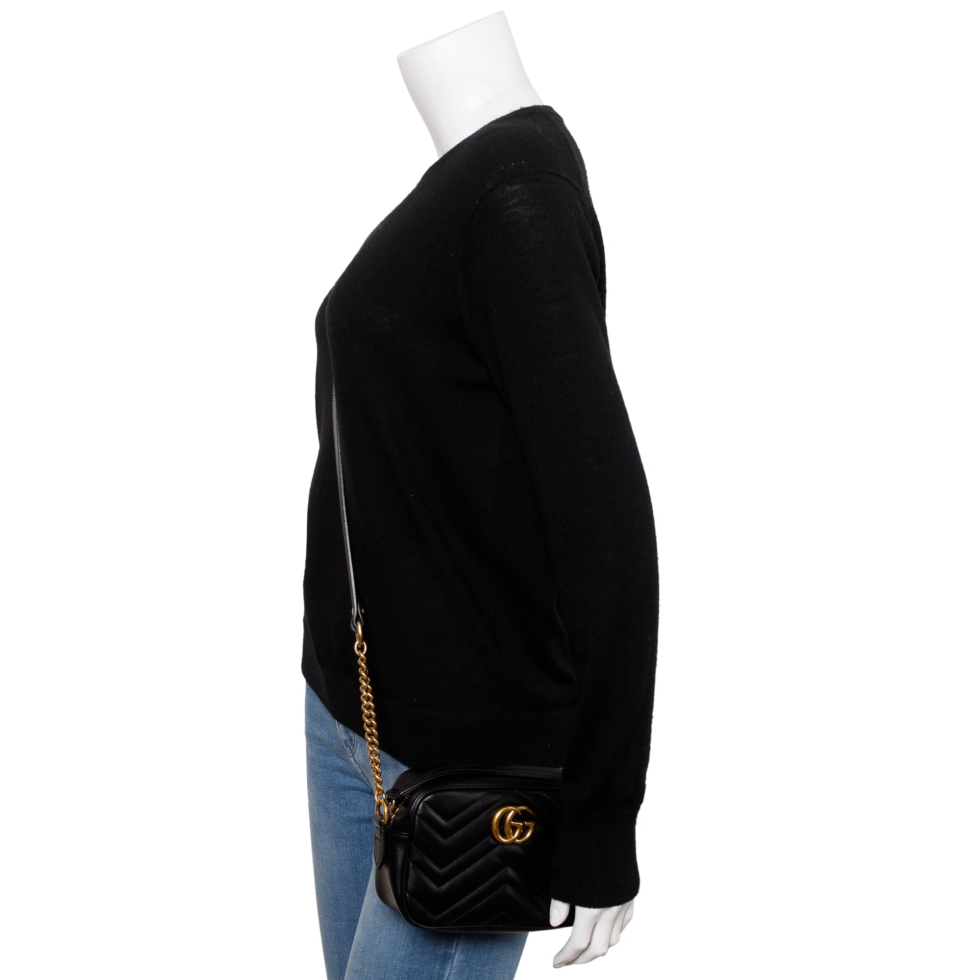 Gucci Black GG Marmont Matelasse Mini Shoulder Bag