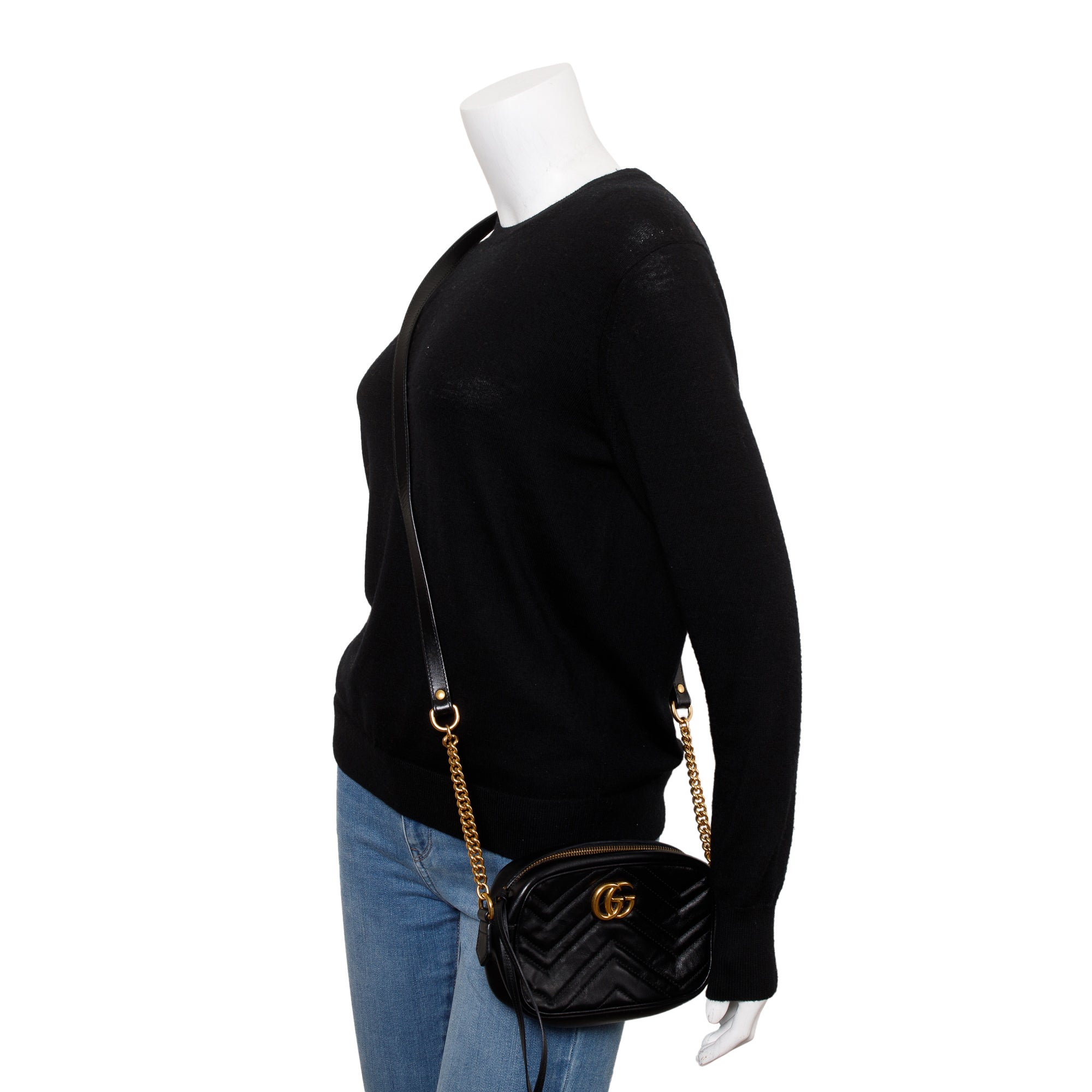 Gucci Black GG Marmont Matelasse Mini Shoulder Bag