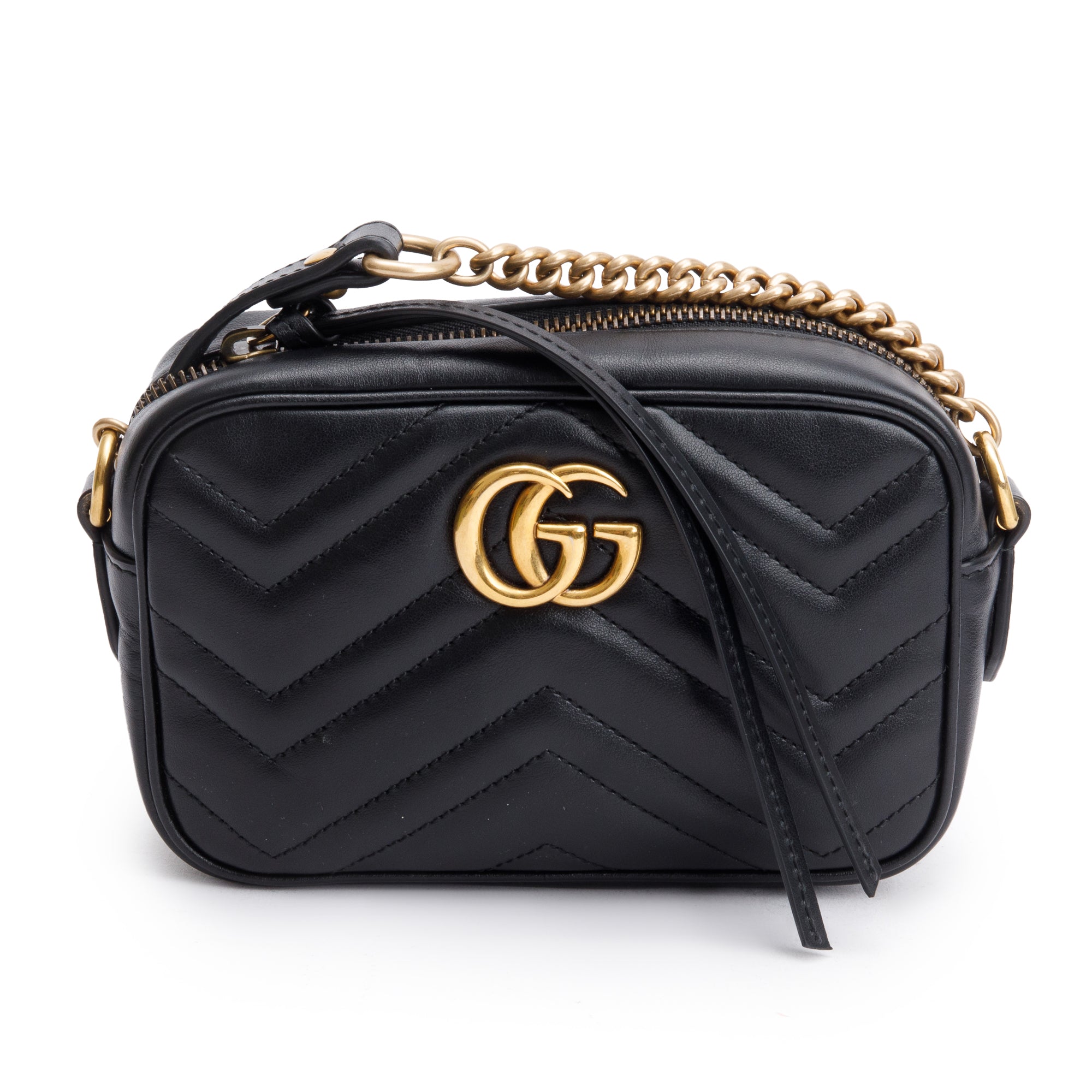 Gucci Black GG Marmont Matelasse Mini Shoulder Bag w/ Box