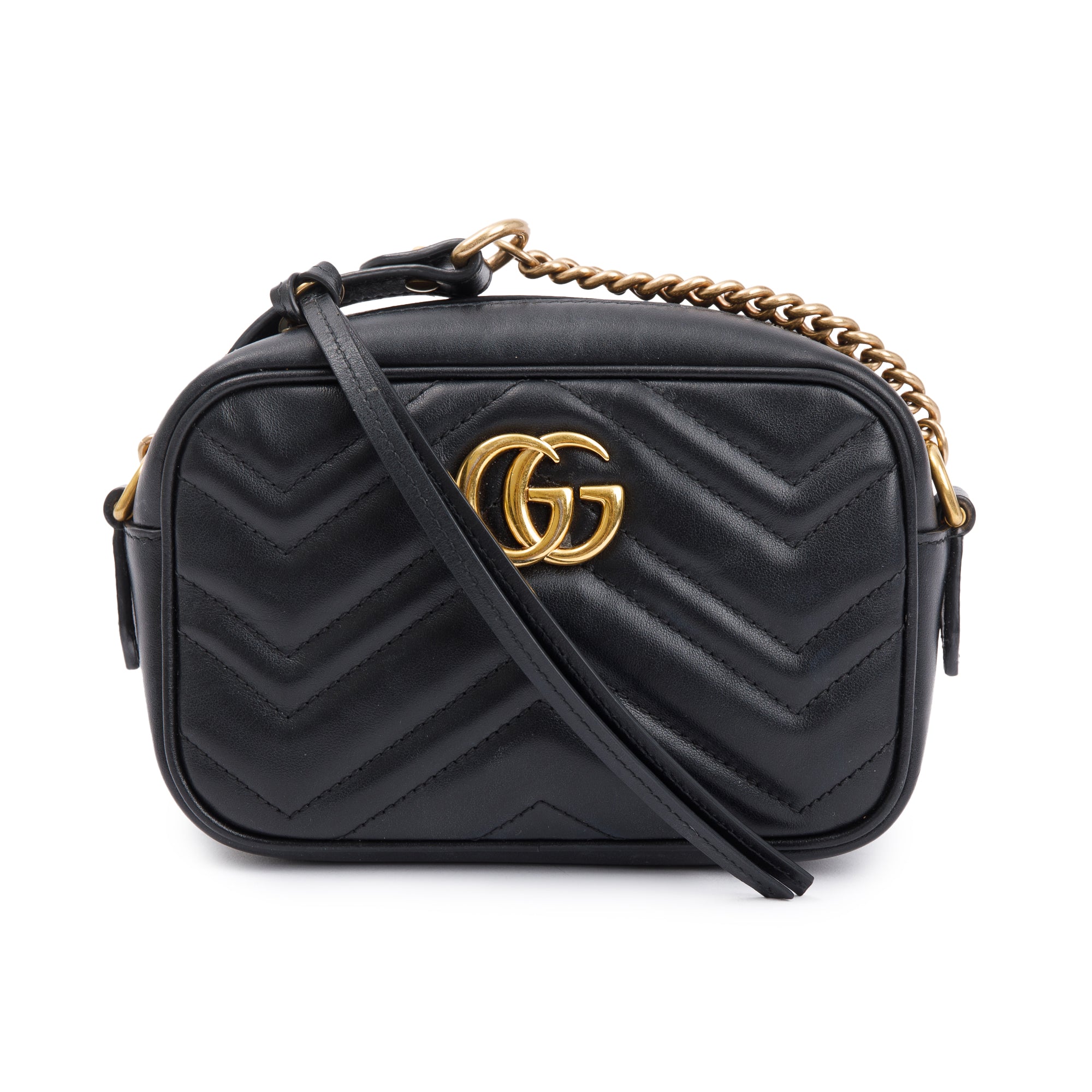 Gucci Black GG Marmont Matelasse Mini Shoulder Bag w/ Box
