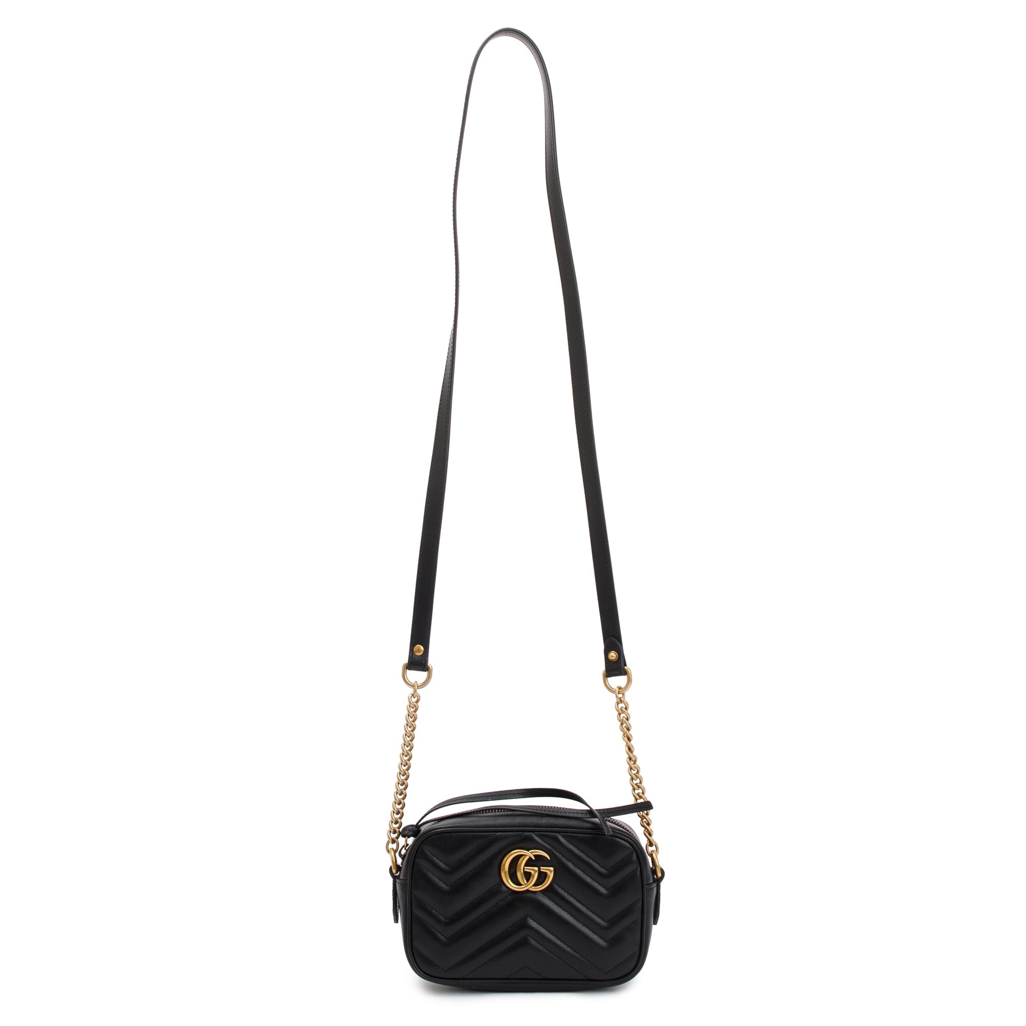 Gucci Black GG Marmont Matelasse Mini Shoulder Bag w/ Box