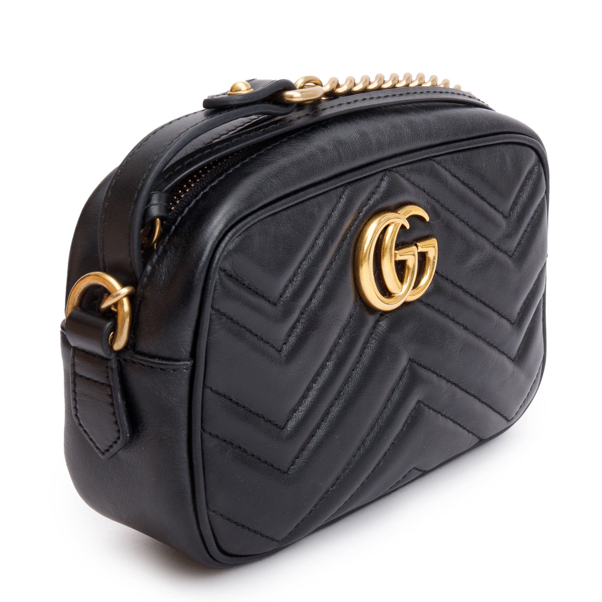Gucci Black GG Marmont Matelasse Mini Shoulder Bag w/ Box