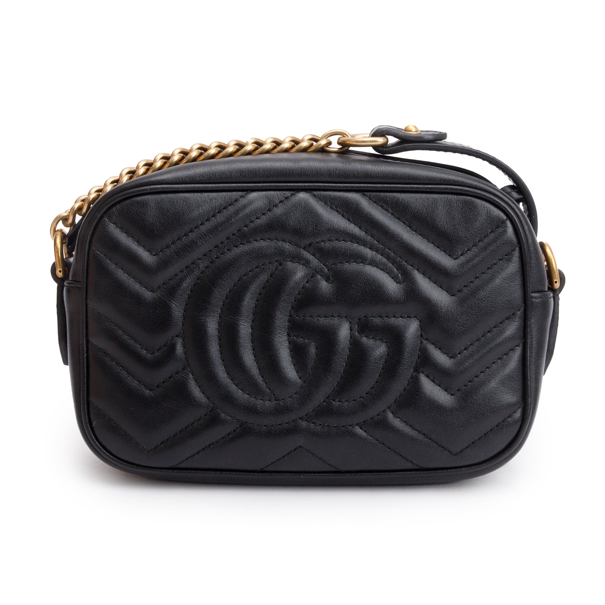 Gucci Black GG Marmont Matelasse Mini Shoulder Bag w/ Box