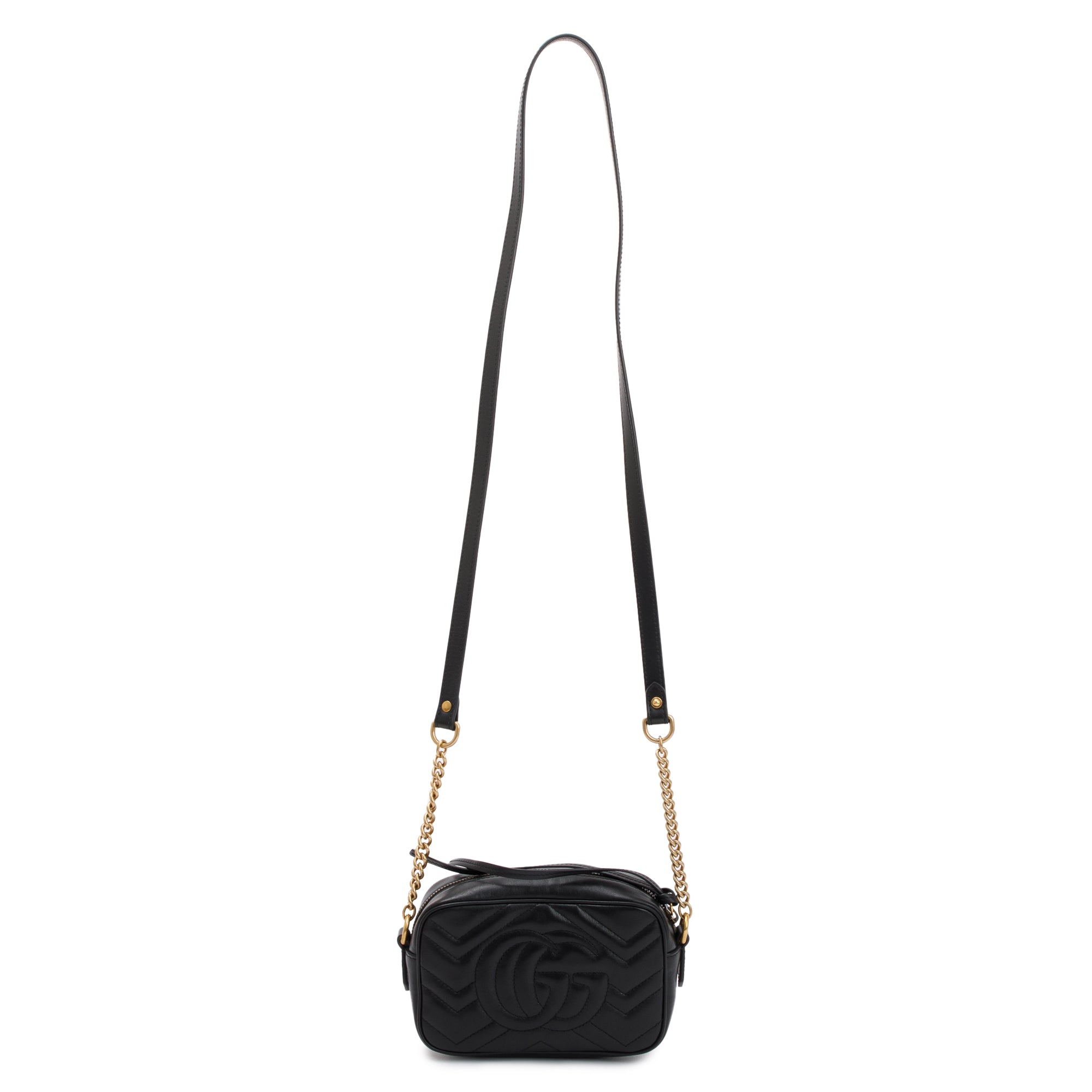 Gucci Black GG Marmont Matelasse Mini Shoulder Bag w/ Box