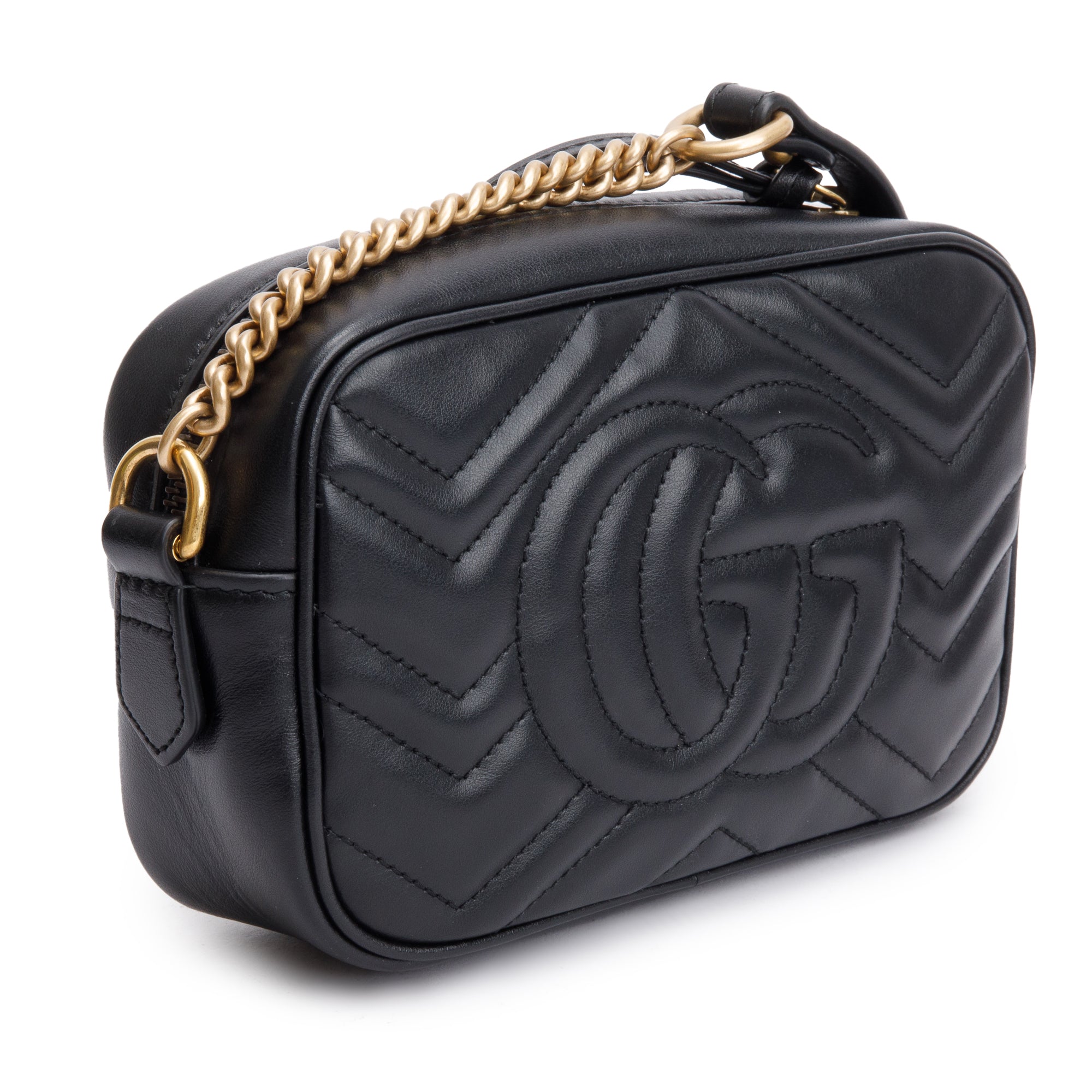 Gucci Black GG Marmont Matelasse Mini Shoulder Bag w/ Box