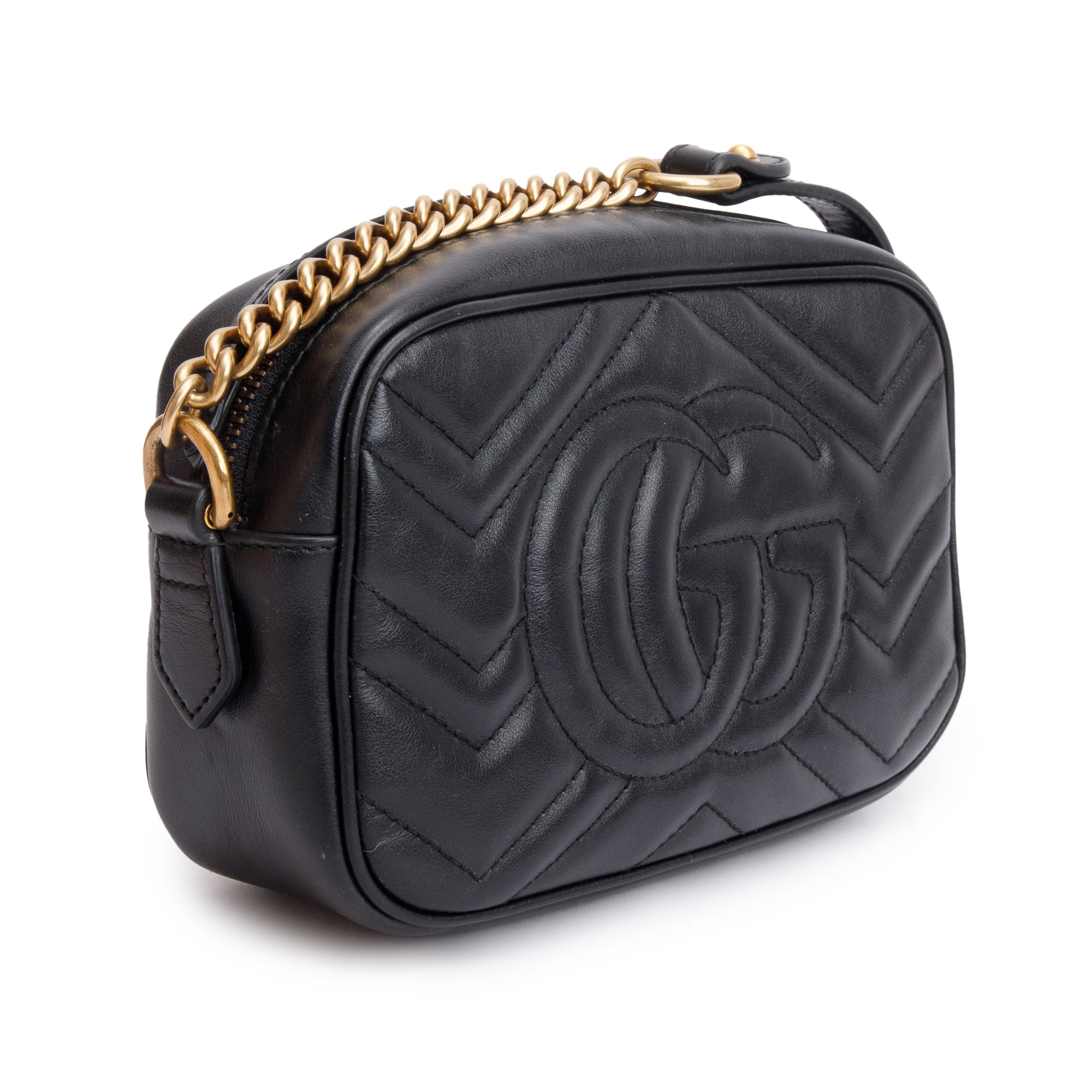 Gucci Black GG Marmont Matelasse Mini Shoulder Bag w/ Box