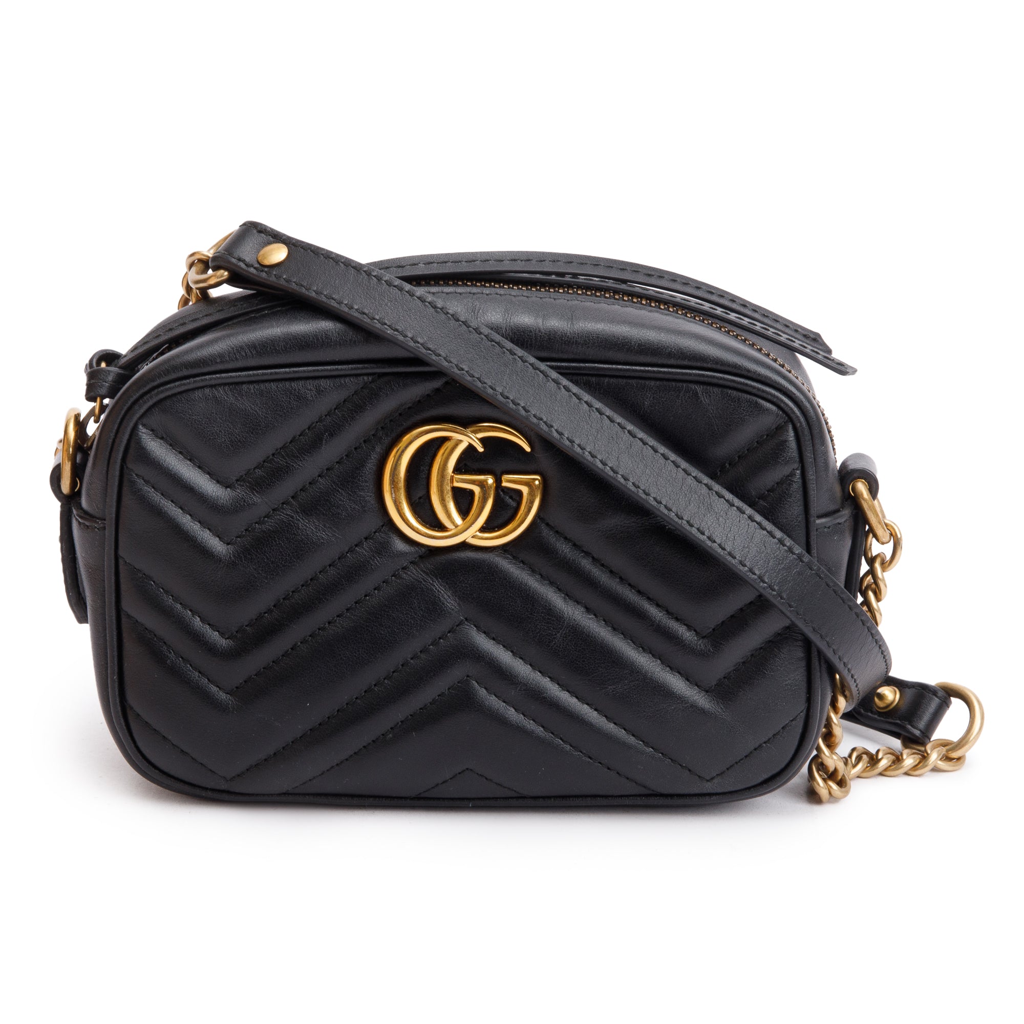 Gucci Black GG Marmont Matelasse Mini Shoulder Bag w/ Box