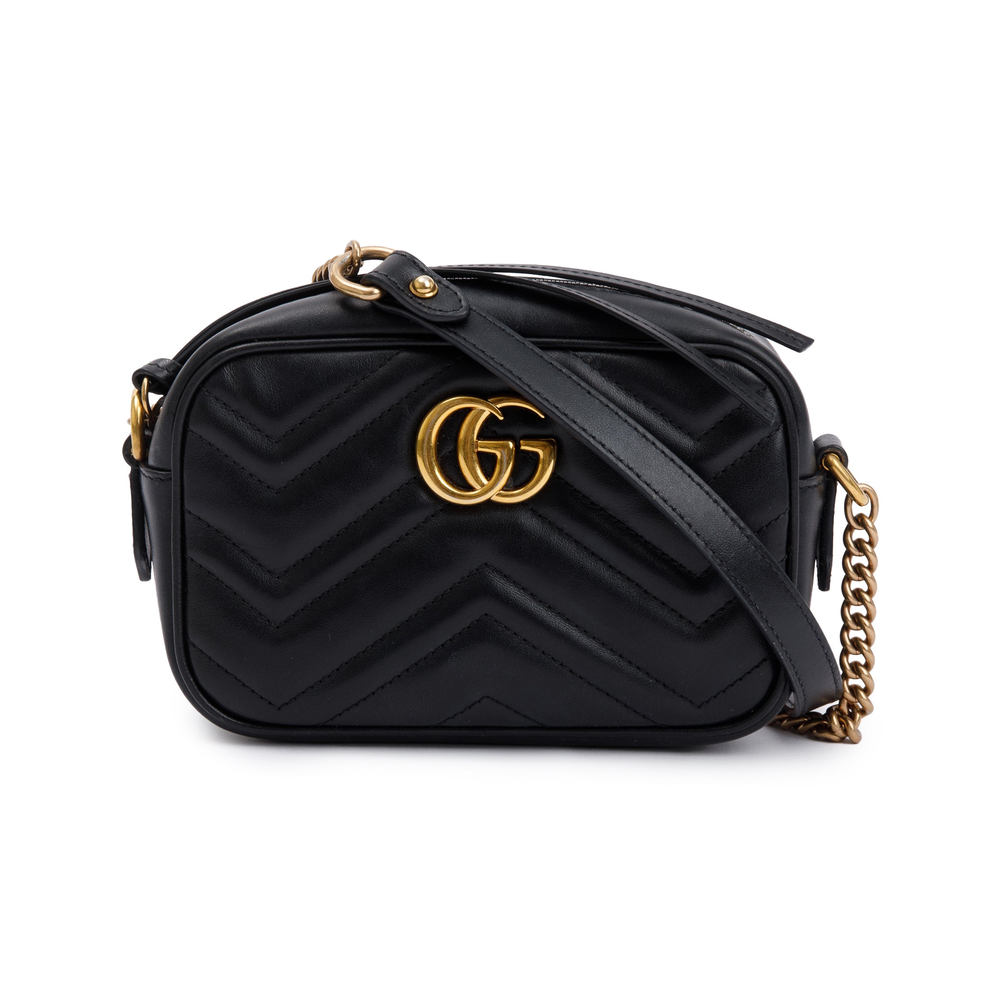 Gucci Black GG Marmont Matelasse Mini Shoulder Bag w/ Box