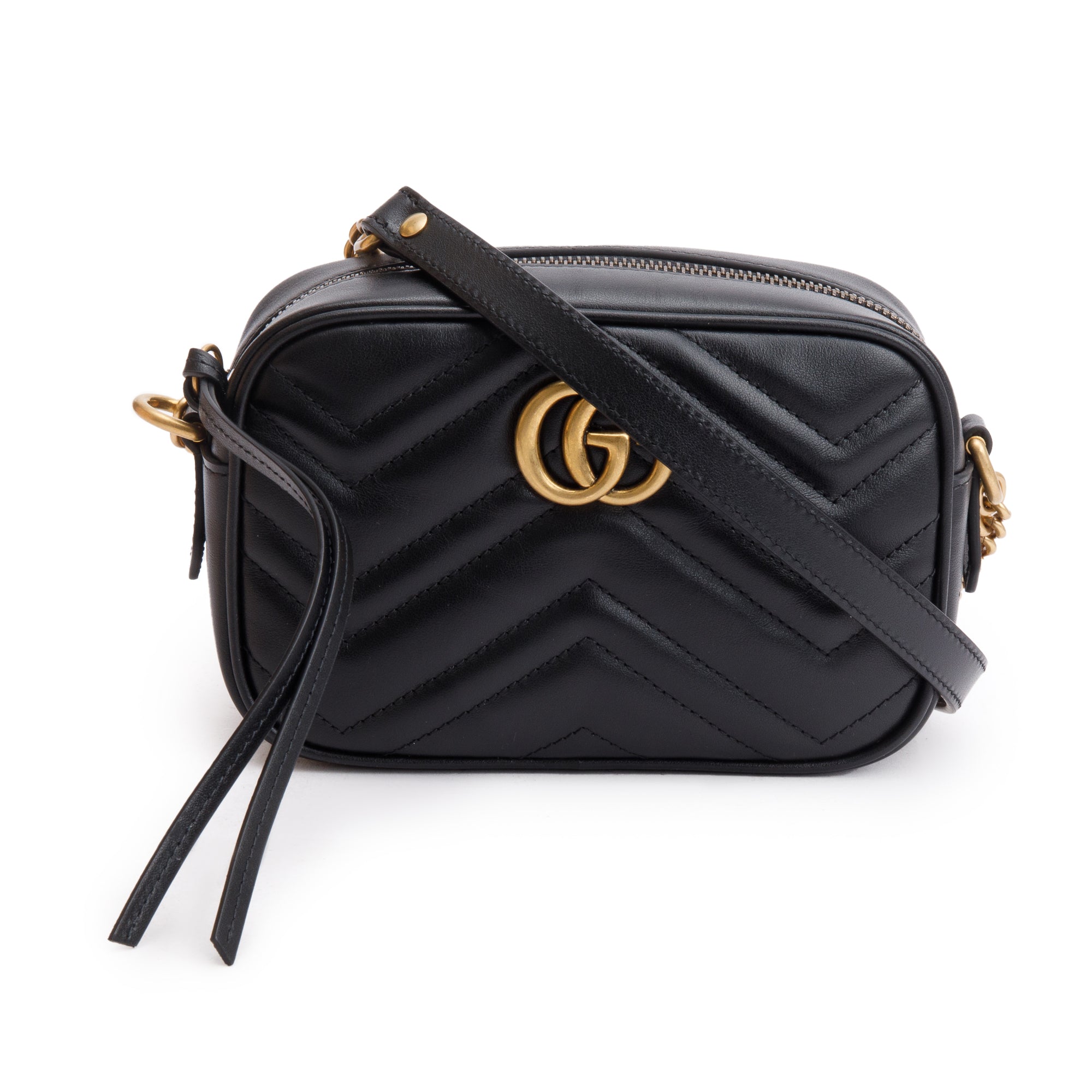 Gucci Black GG Marmont Matelasse Mini Shoulder Bag w/ Box