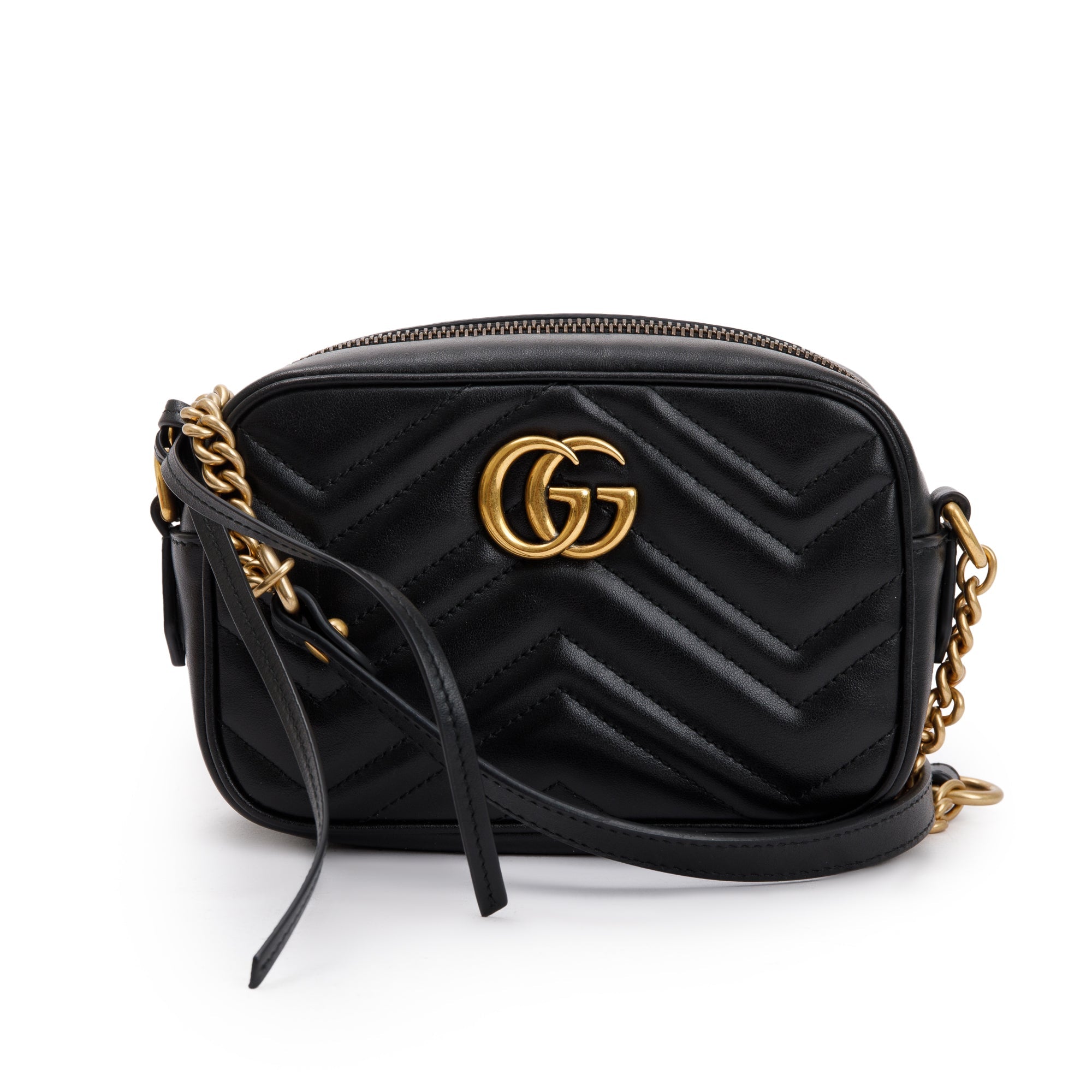 Gucci Black GG Marmont Matelasse Mini Shoulder Bag w/ Box