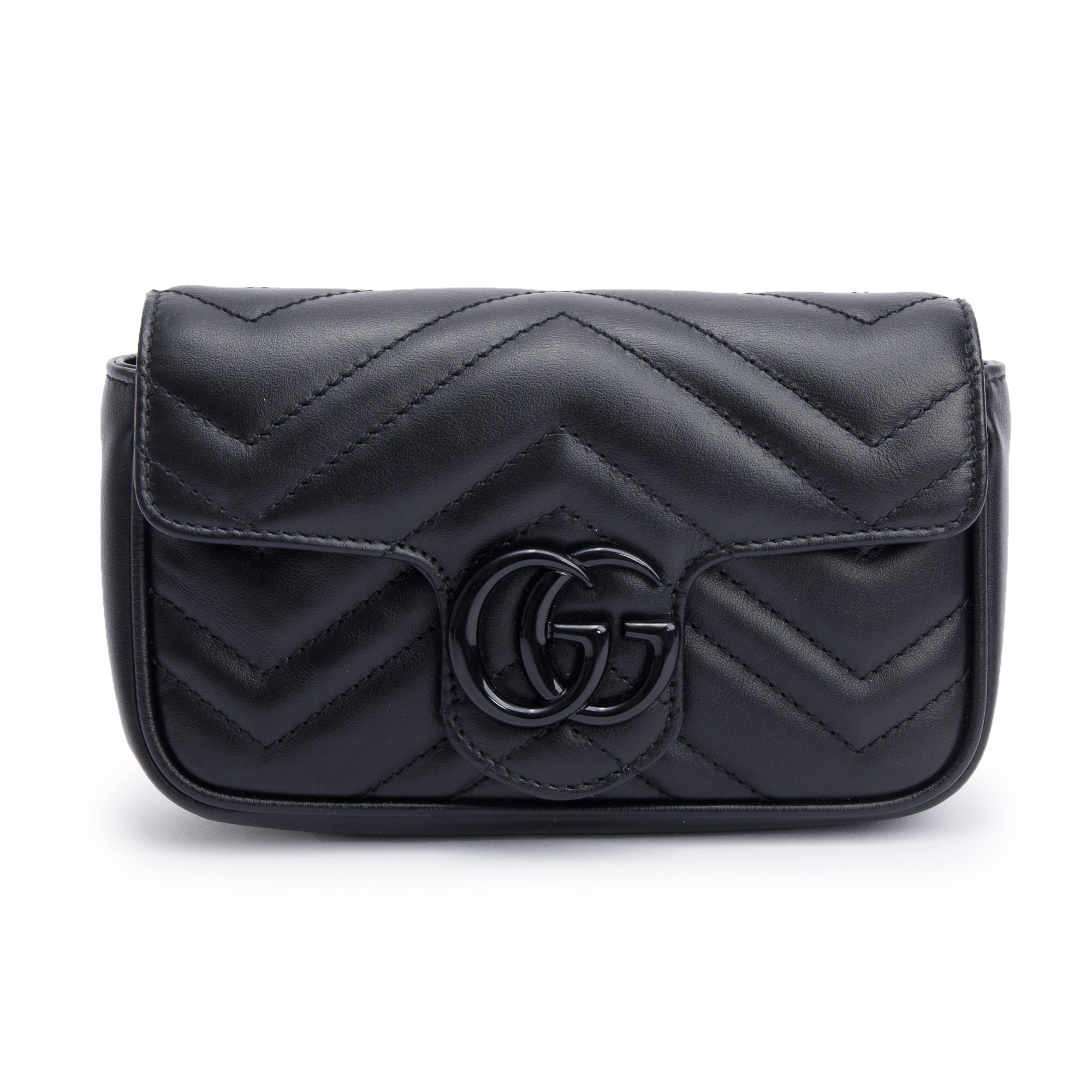 Gucci Black GG Marmont Matelasse Monochrome Belt Bag w/ Box