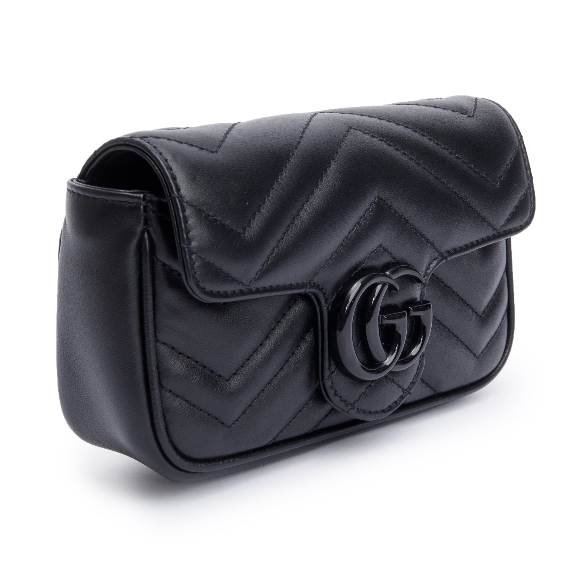 Gucci Black GG Marmont Matelasse Monochrome Belt Bag w/ Box