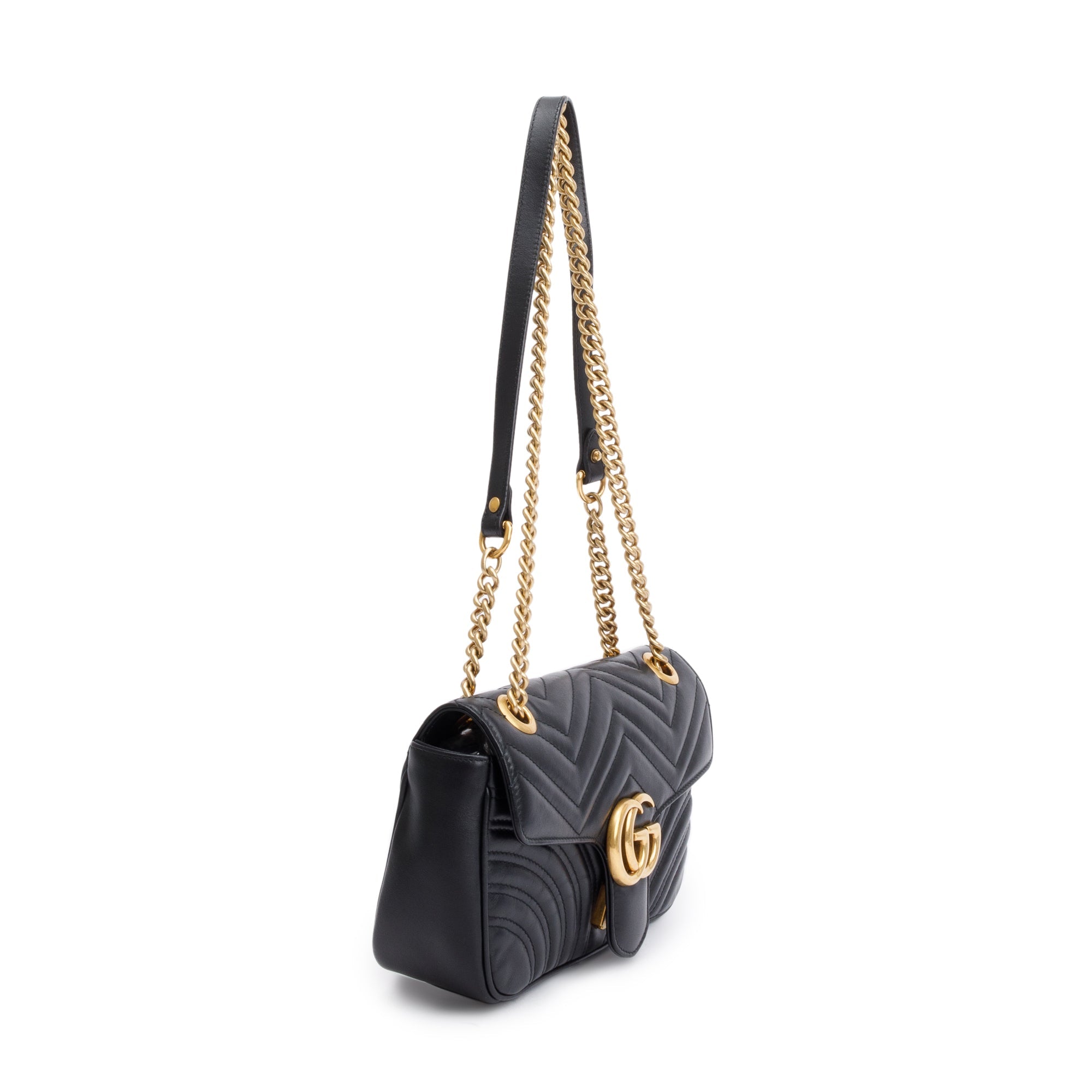 Gucci Black GG Marmont Matelasse Small Shoulder Bag