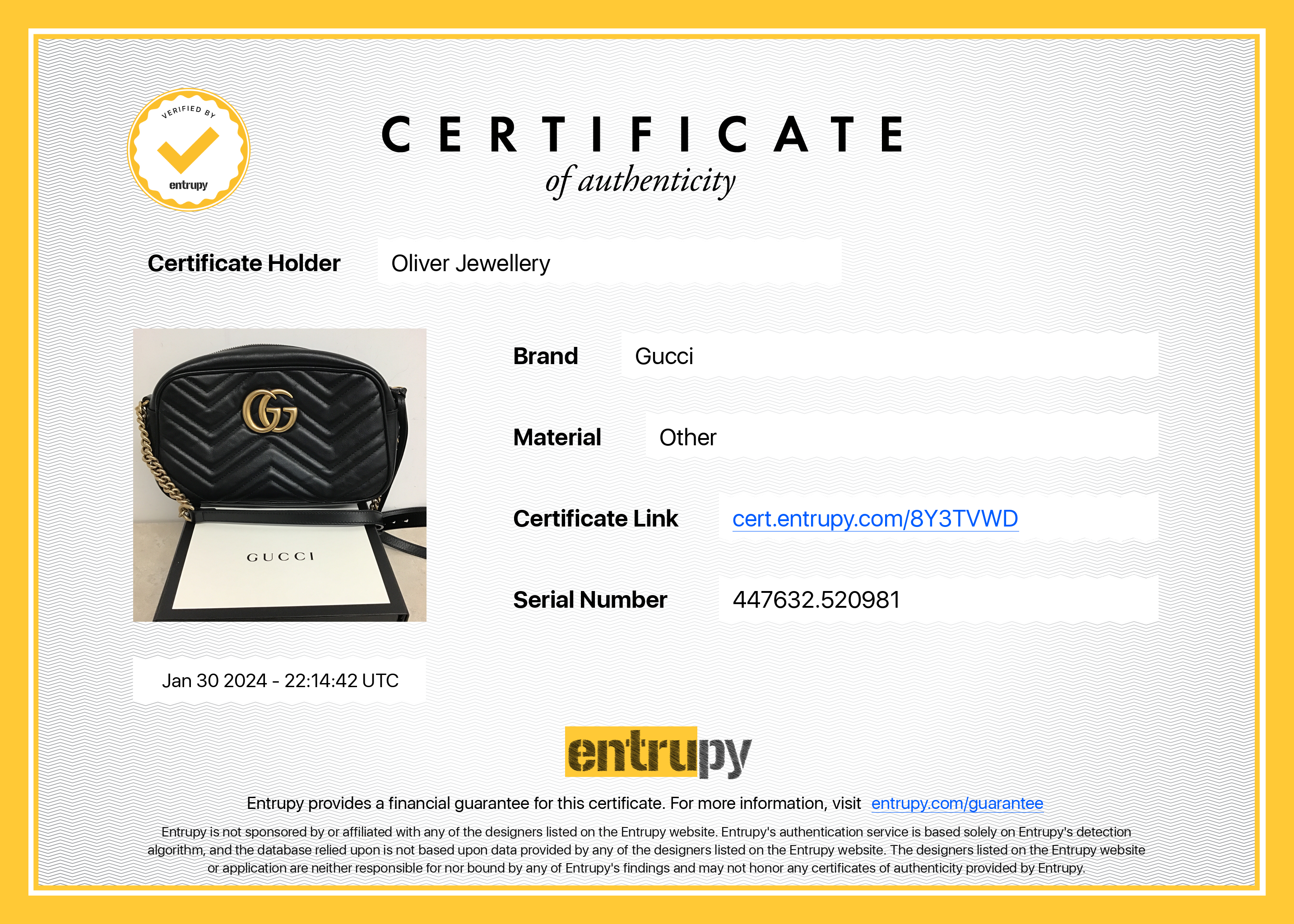 Gucci Black GG Marmont Matelasse Small Shoulder Bag w/ Box