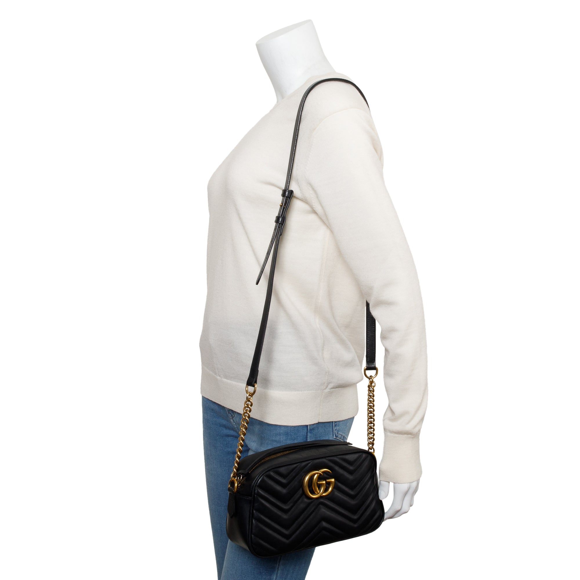 Gucci Black GG Marmont Matelasse Small Shoulder Bag w/ Box