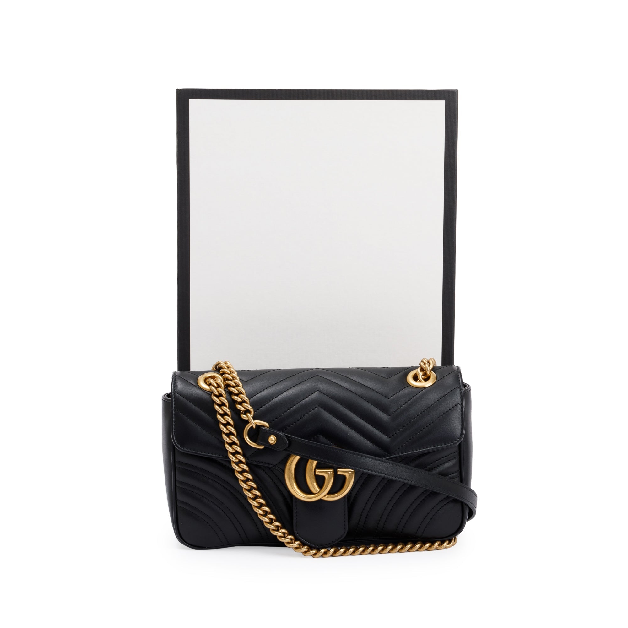 Gucci Black GG Marmont Matelasse Small Shoulder Bag w/ Box