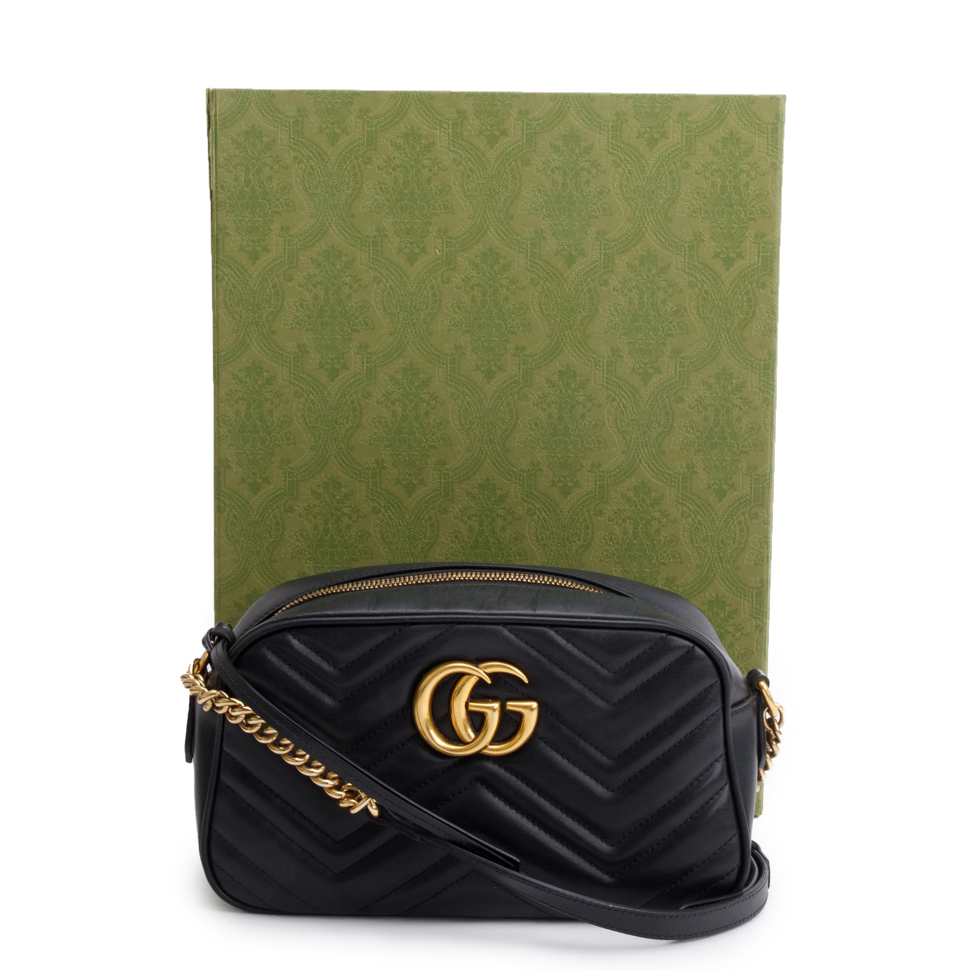 Gucci Black GG Marmont Matelasse Small Shoulder Bag w/ Box
