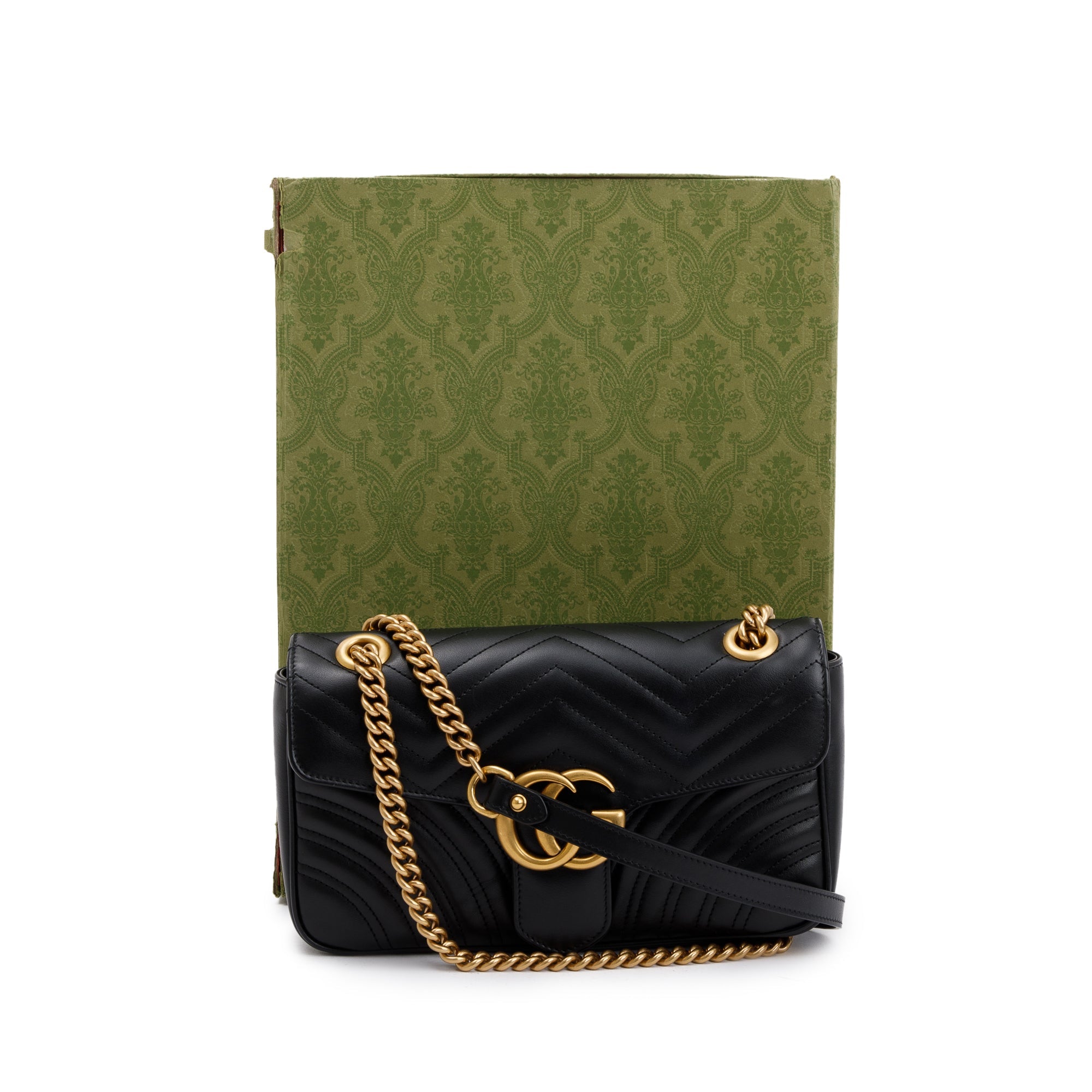 Gucci Black GG Marmont Matelasse Small Shoulder Bag w/ Box