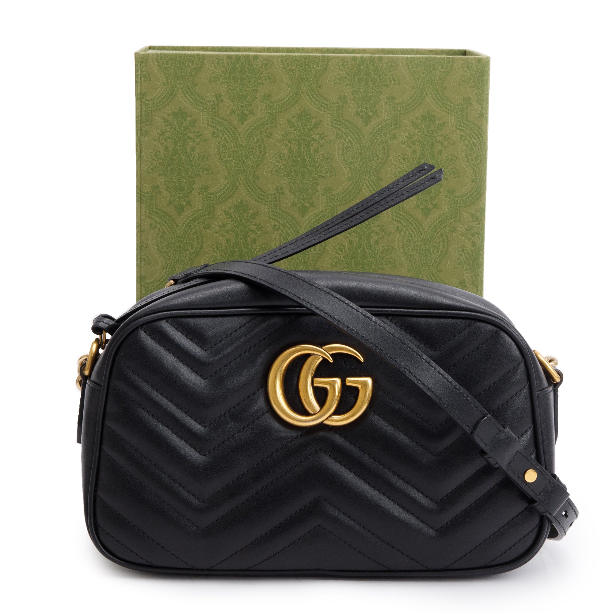 Gucci Black GG Marmont Matelasse Small Shoulder Bag w/ Box