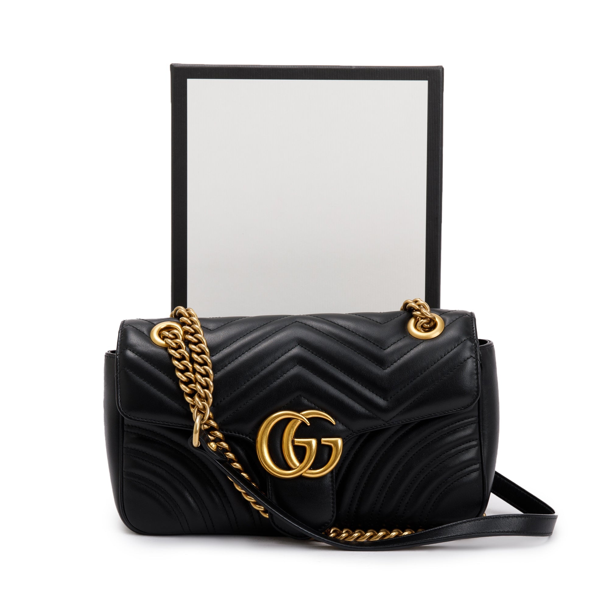 Gucci Black GG Marmont Matelasse Small Shoulder Bag w/ Box