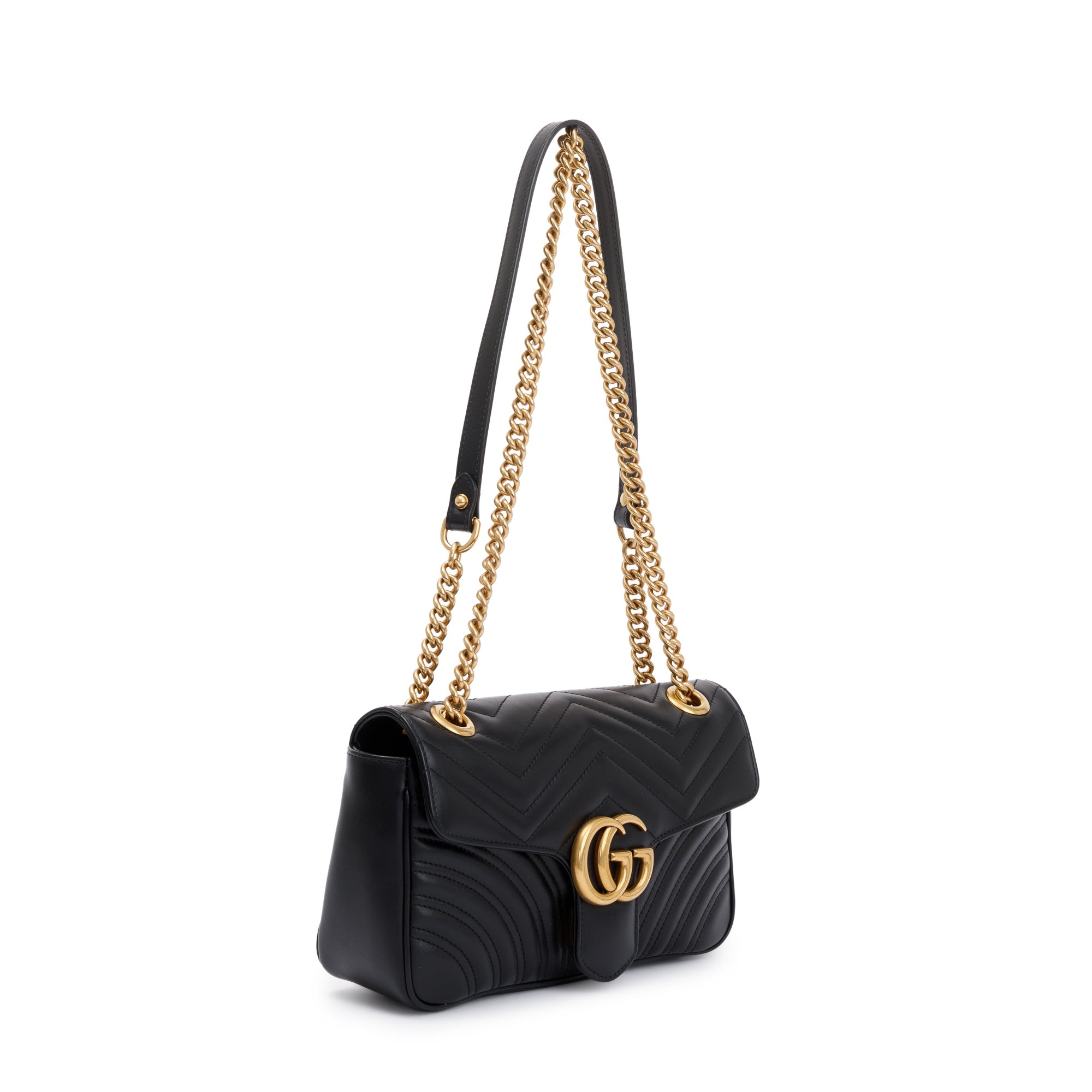 Gucci Black GG Marmont Matelasse Small Shoulder Bag w/ Box