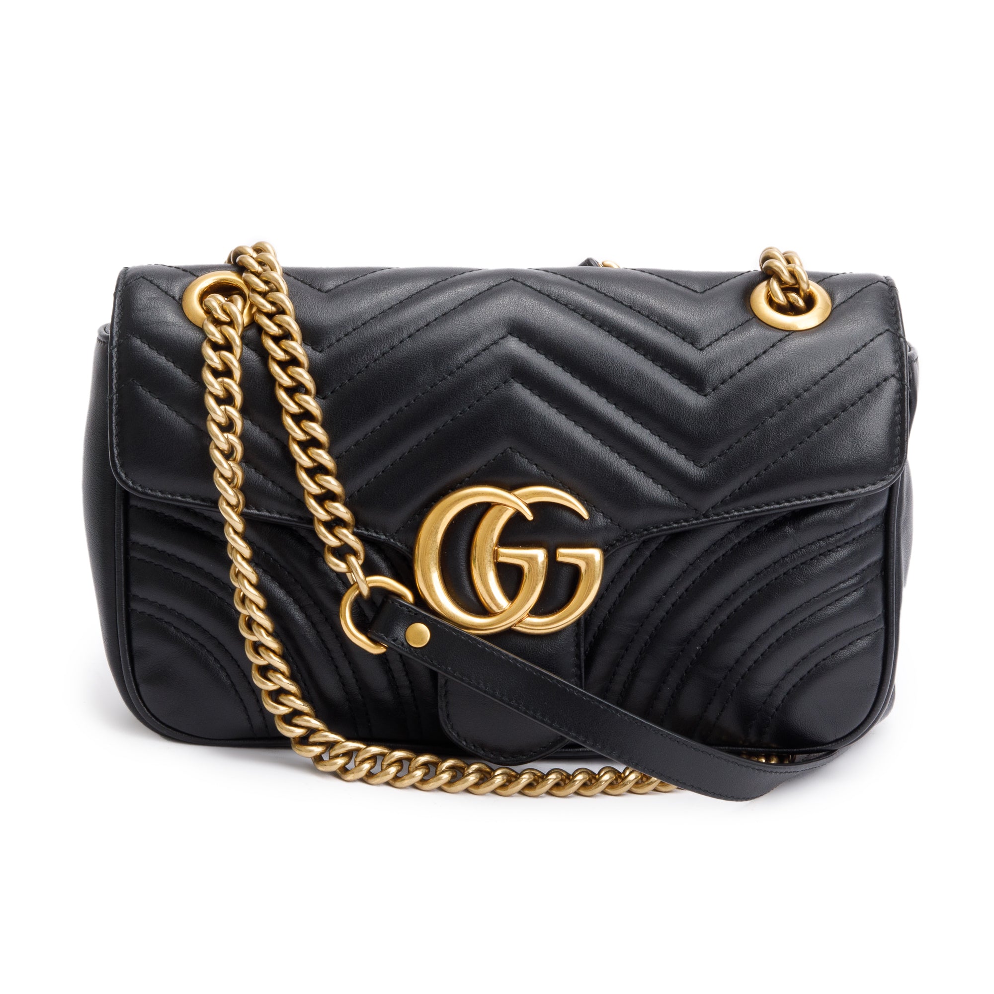 Gucci Black GG Marmont Matelasse Small Shoulder Bag