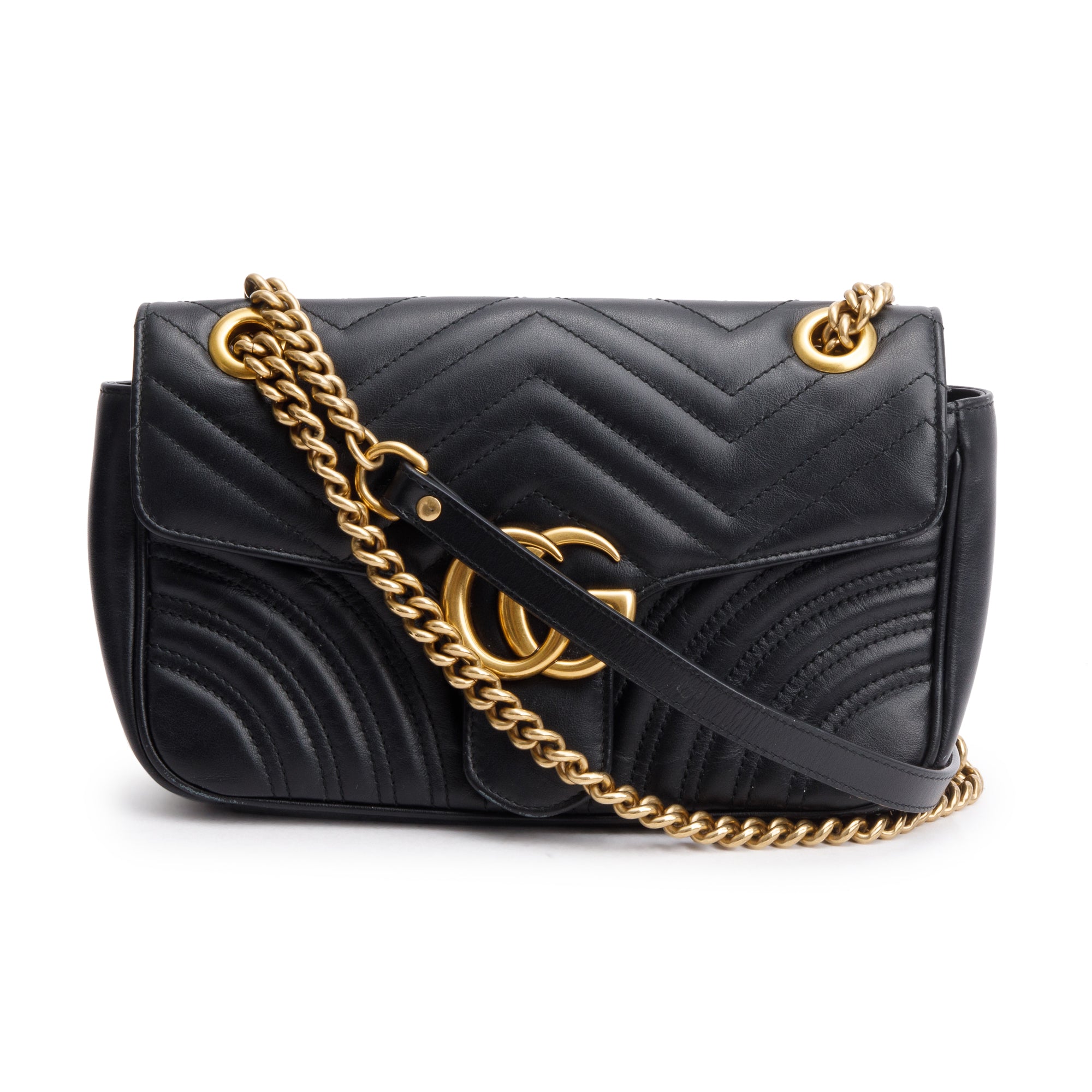 Gucci Black GG Marmont Matelasse Small Shoulder Bag