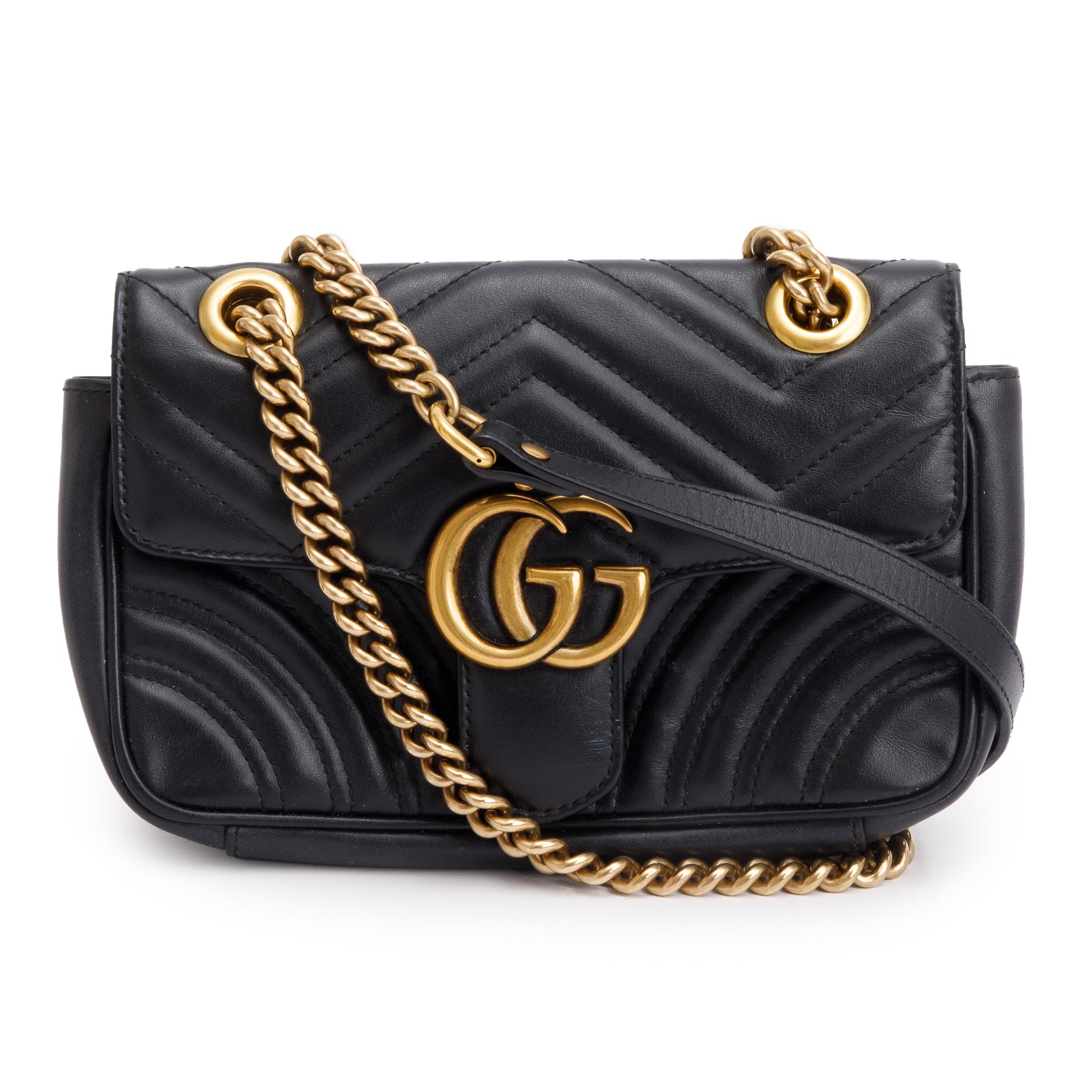 Gucci Black GG Marmont Mini Shoulder Bag w/ Box