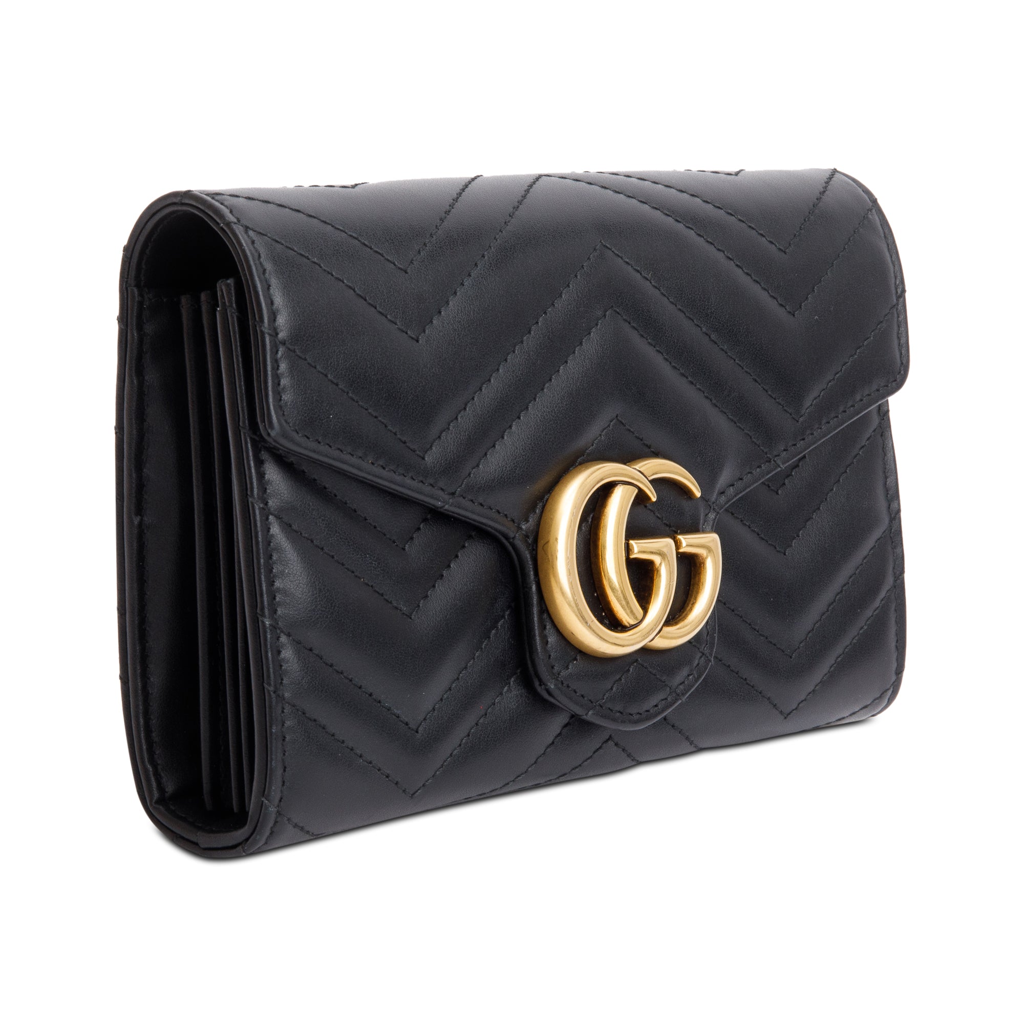 Gucci Black GG Marmont Mini Wallet on Chain