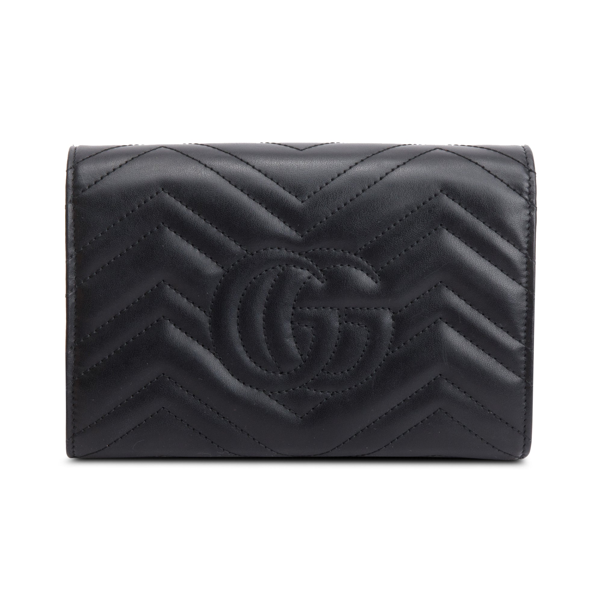 Gucci Black GG Marmont Mini Wallet on Chain