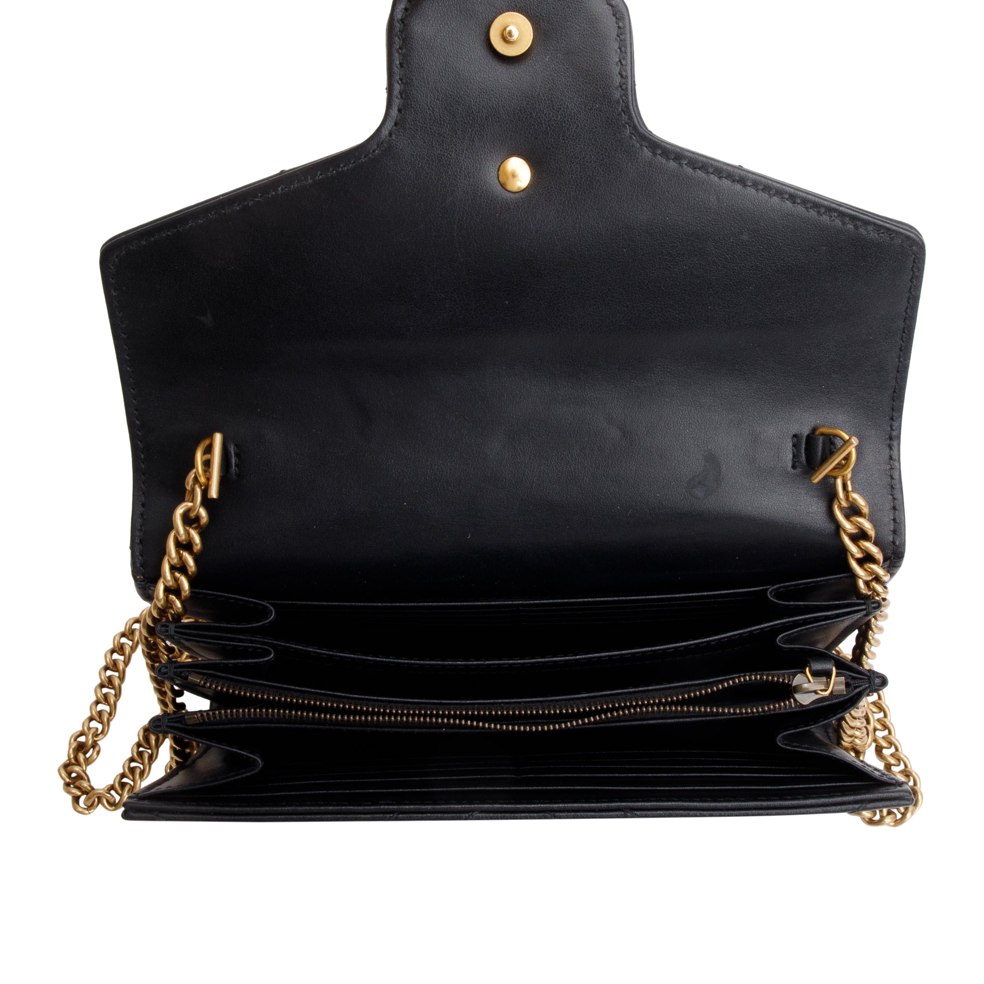 Gucci Black GG Marmont Mini Wallet on Chain