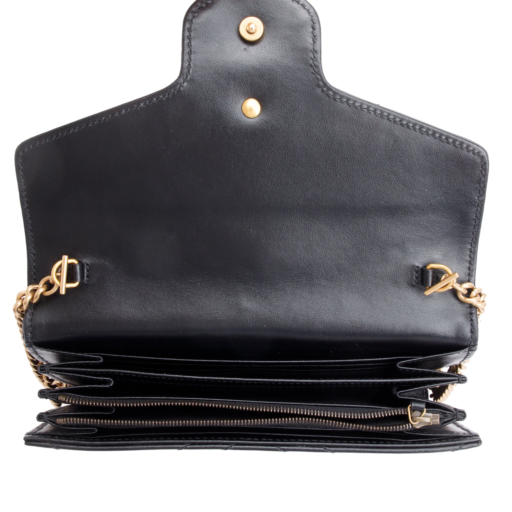 Gucci Black GG Marmont Mini Wallet on Chain w/ Box