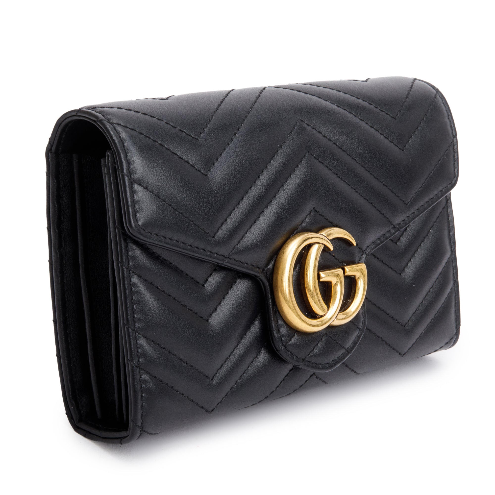 Gucci Black GG Marmont Mini Wallet on Chain w/ Box