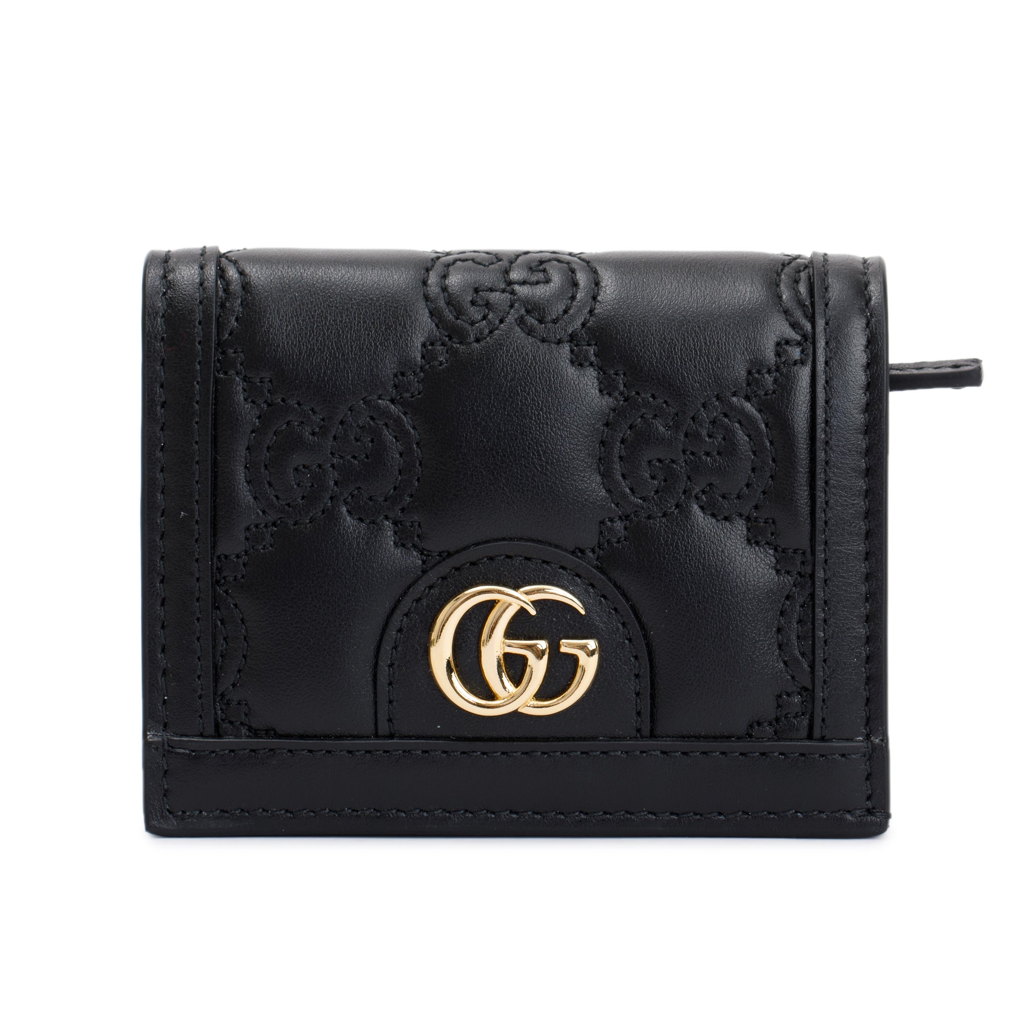 Gucci Black GG Matelasse Leather Card Case Wallet w/ Box