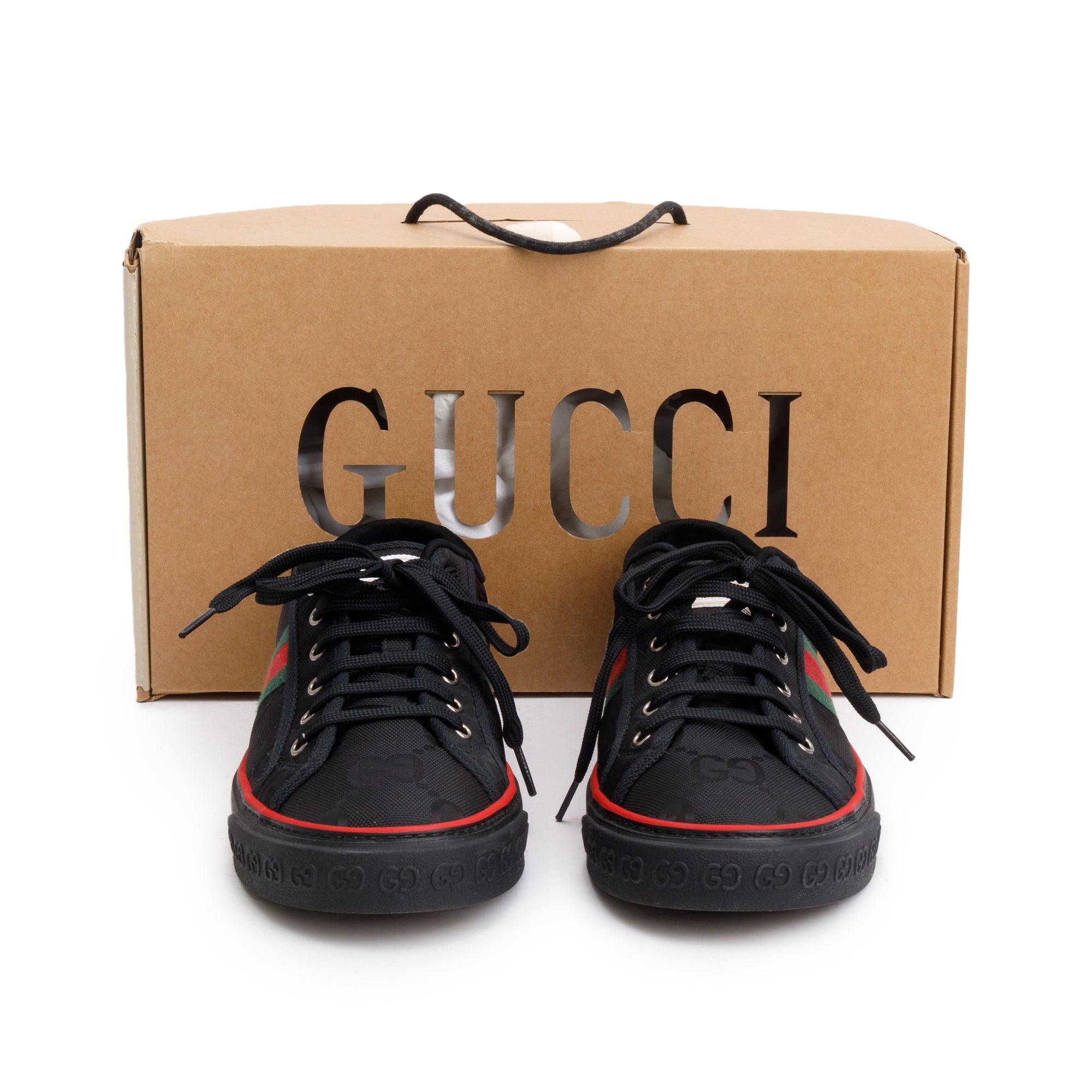 Gucci Black GG Nylon Web Men's Tennis 1977 Sneakers, Size 11.5 w/ Box