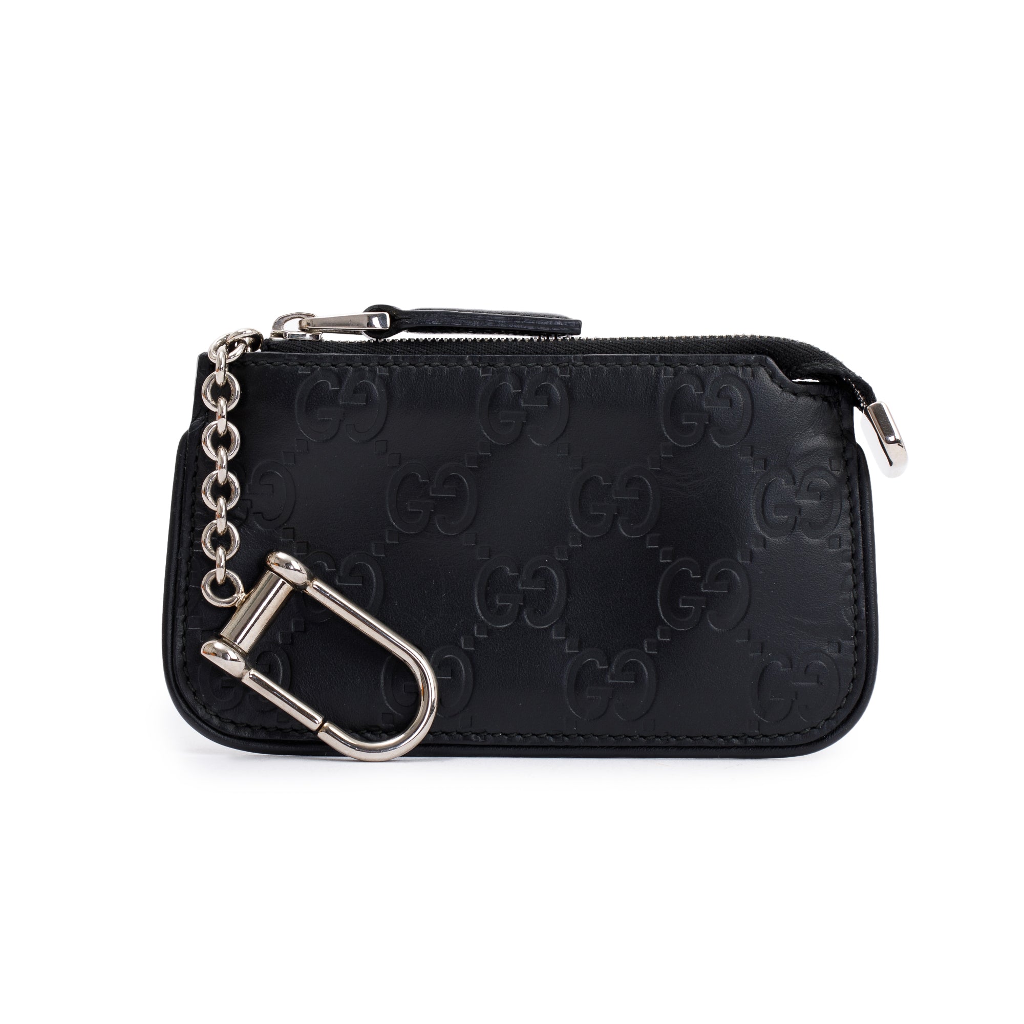 Gucci Black GG Signature Leather Key Pouch w/ Box