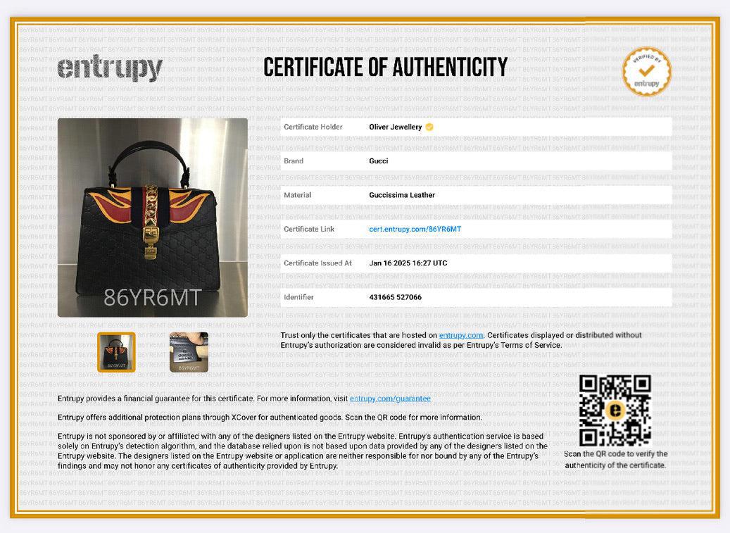 Gucci Black GG Signature Leather Medium Sylvie Handle Bag