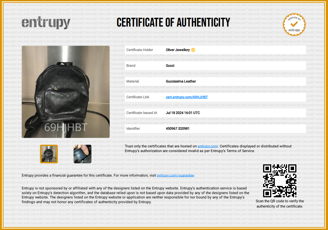 Gucci Black GG Signature Leather Small Backpack