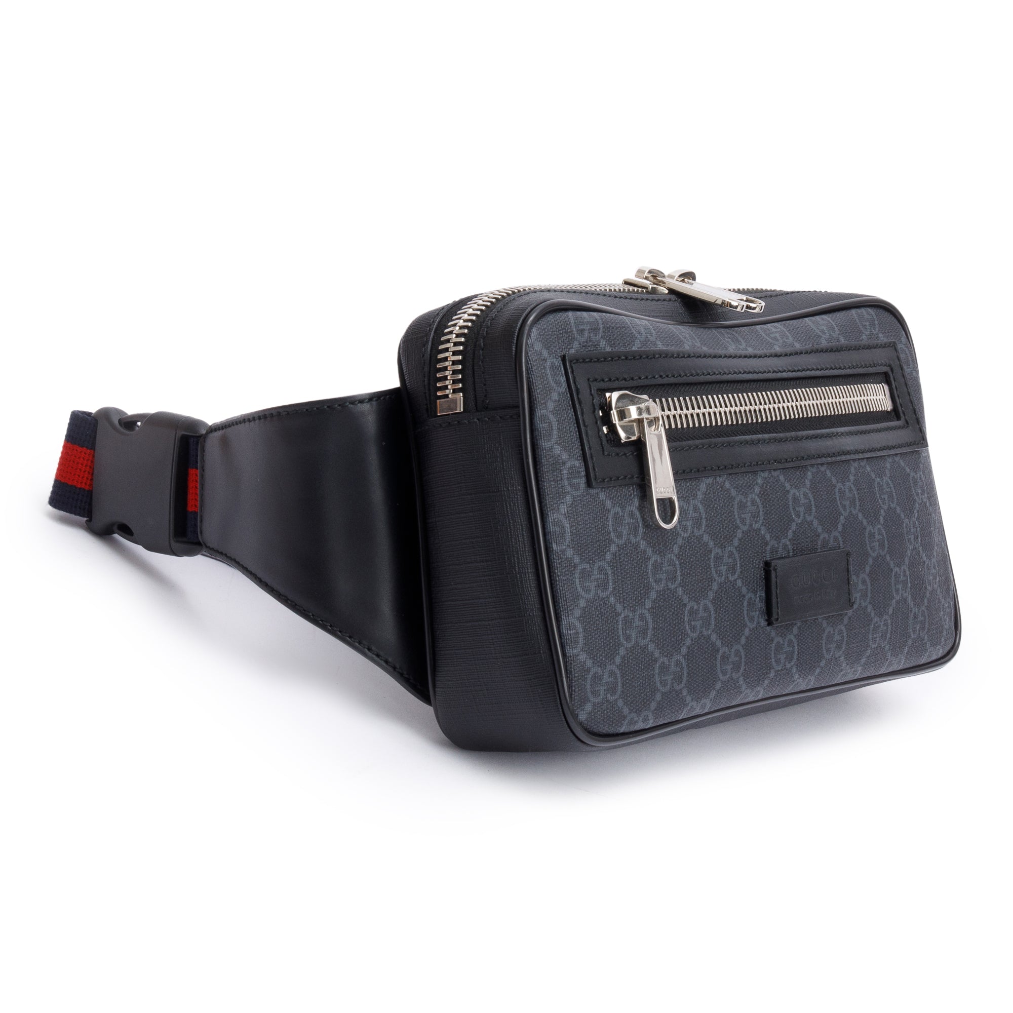 Gucci Black GG Supreme Belt Bag with Zip Pocket w/ Box