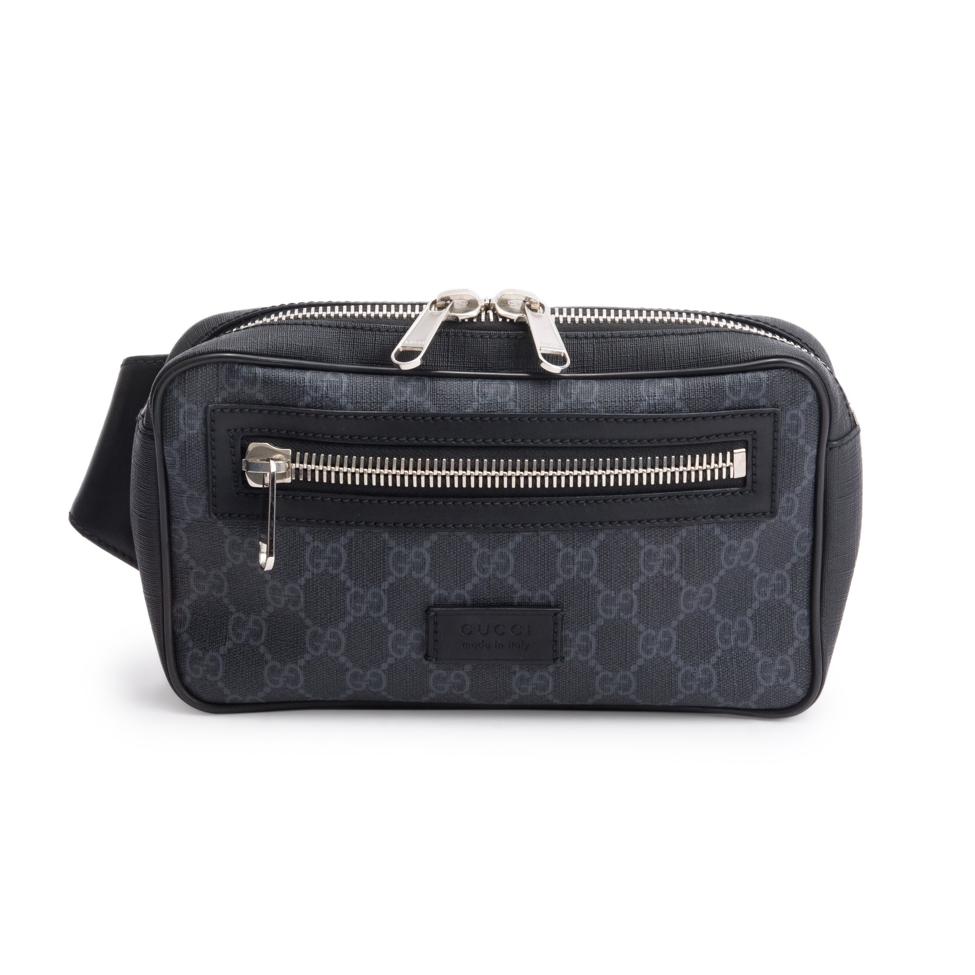 Gucci Black GG Supreme Black Belt Bag with Zip Pocket