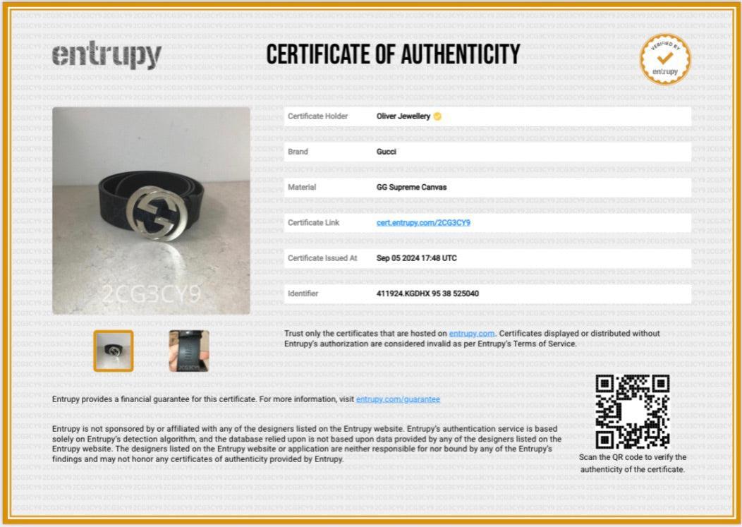 Gucci Black GG Supreme Canvas Belt With G Buckle 95 38